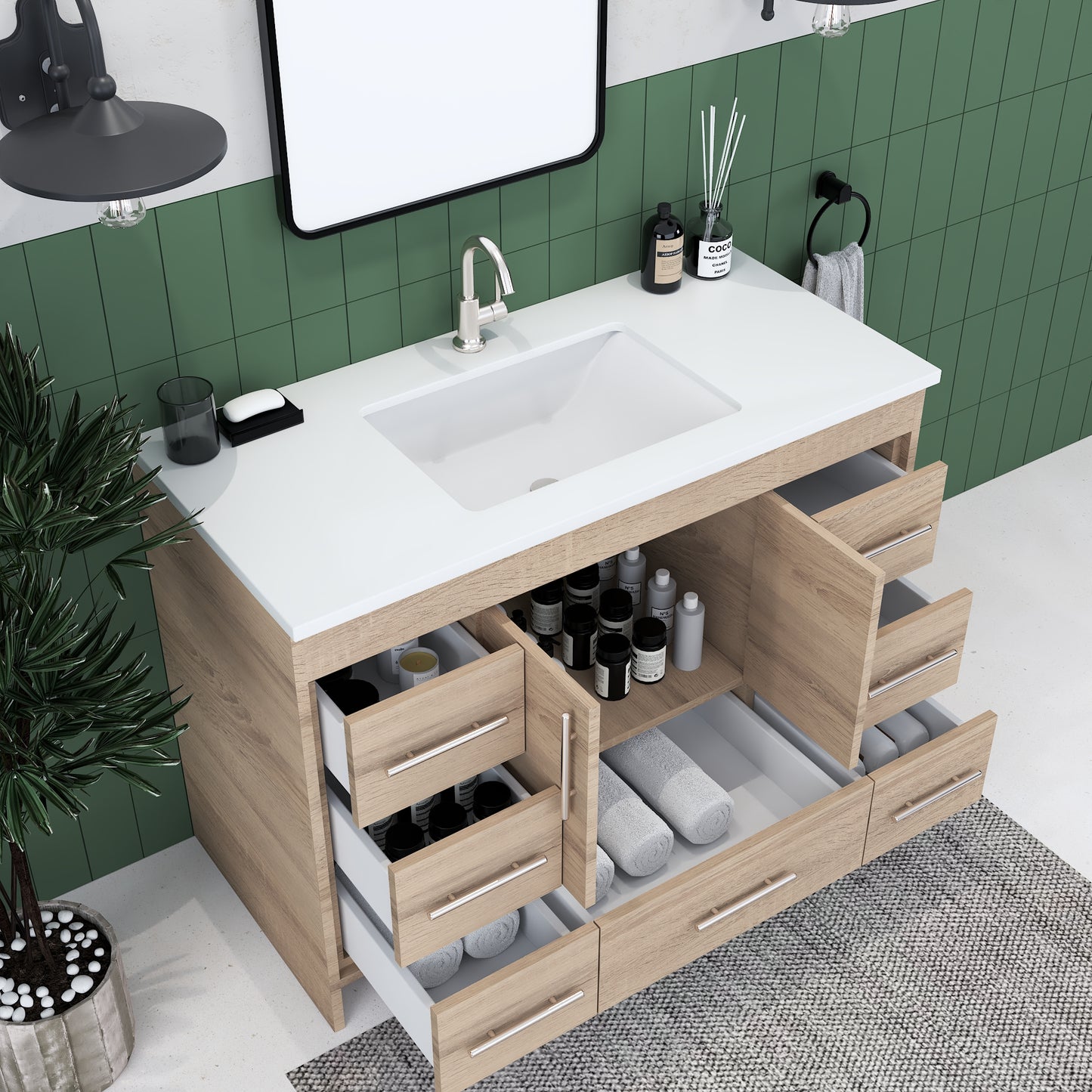 Flow 48" Bathroom Vanity with integrated counter top