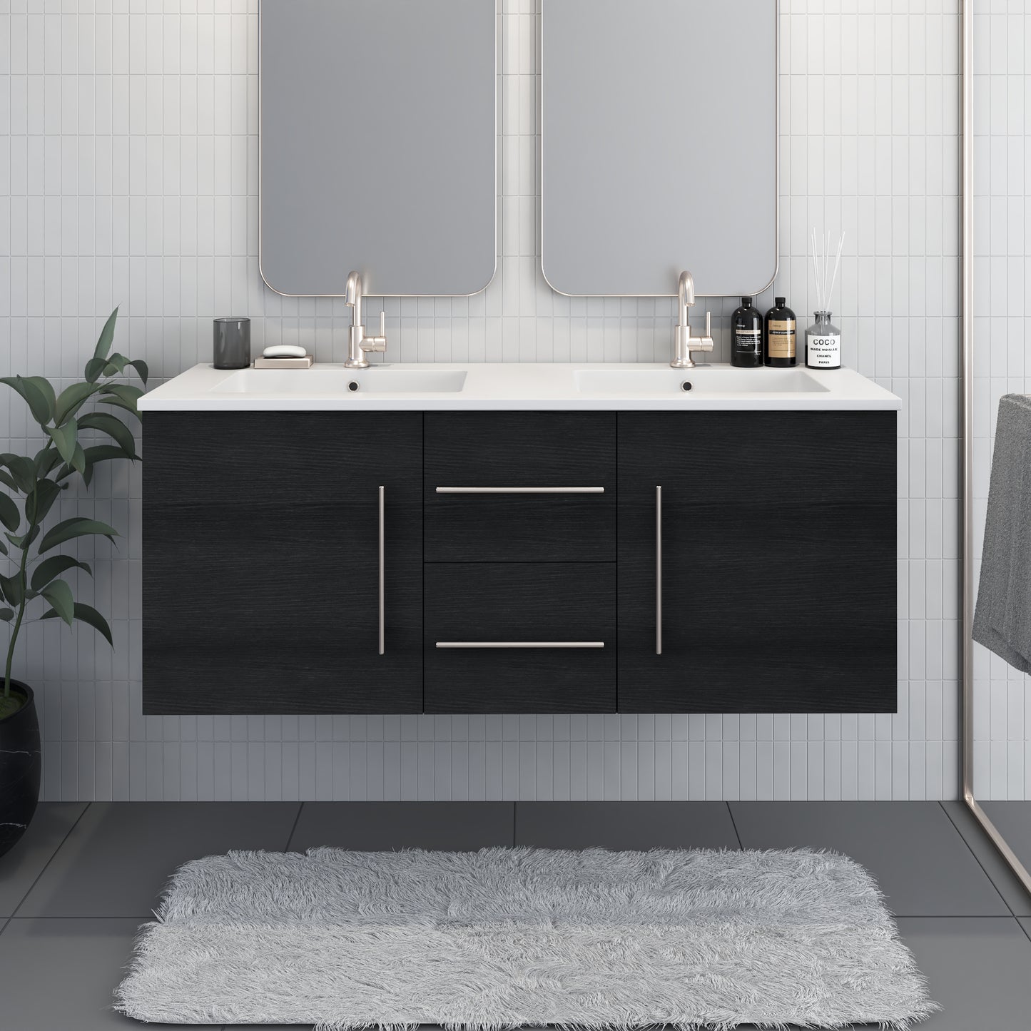 Napa 60" Double Sink Bathroom Vanity with integrated counter top