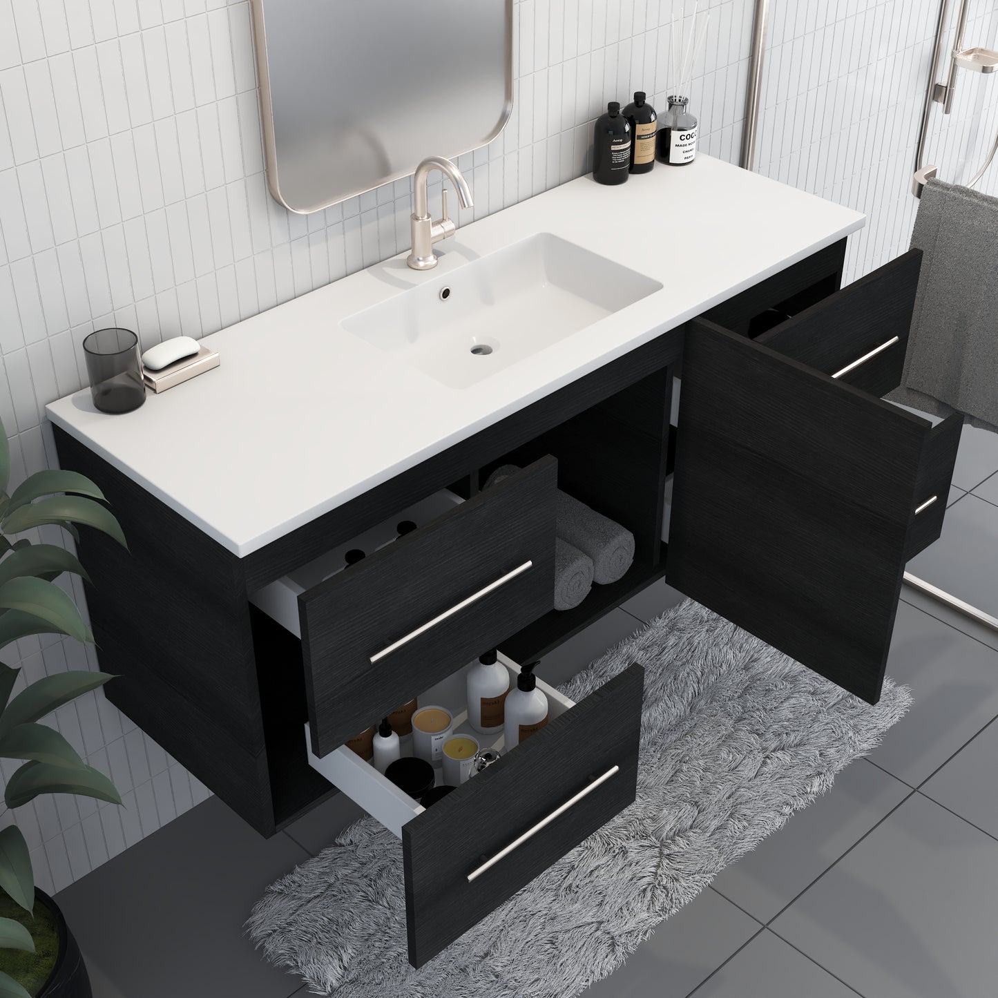 Napa 60" Single Sink Bathroom Vanity with integrated counter top