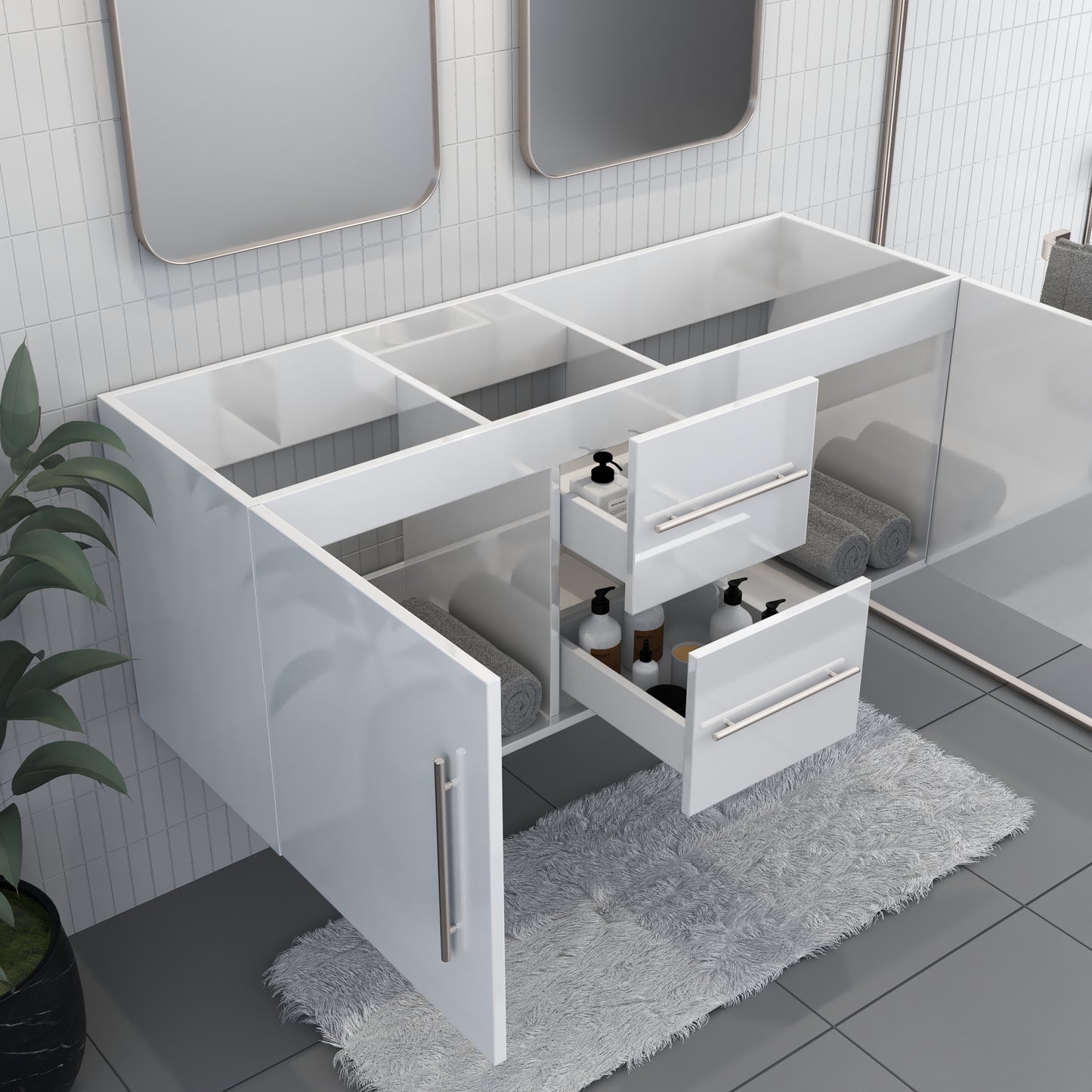 Napa 60" Double Sink Bathroom Vanity Cabinet Only