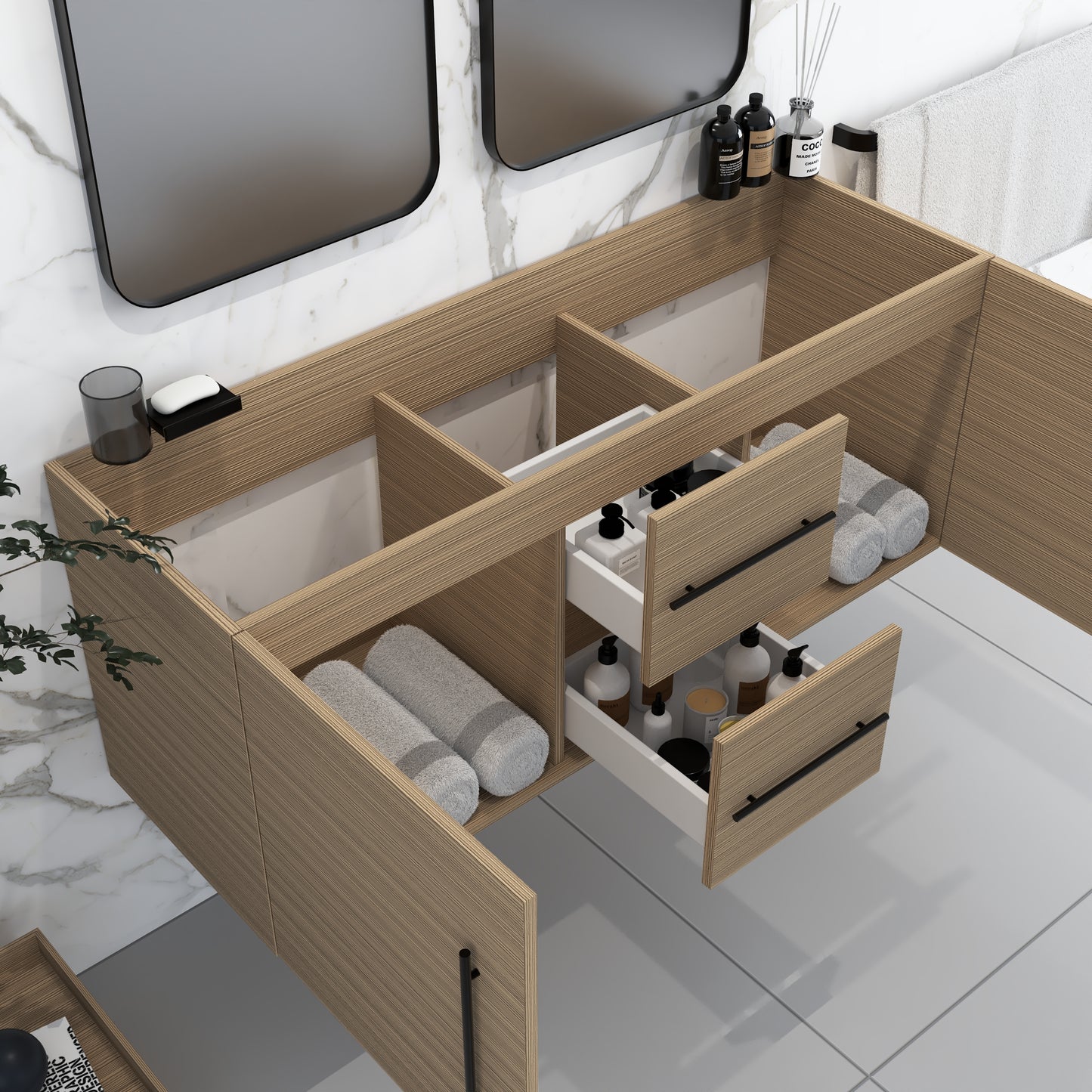Napa 60" Double Sink Bathroom Vanity Cabinet Only