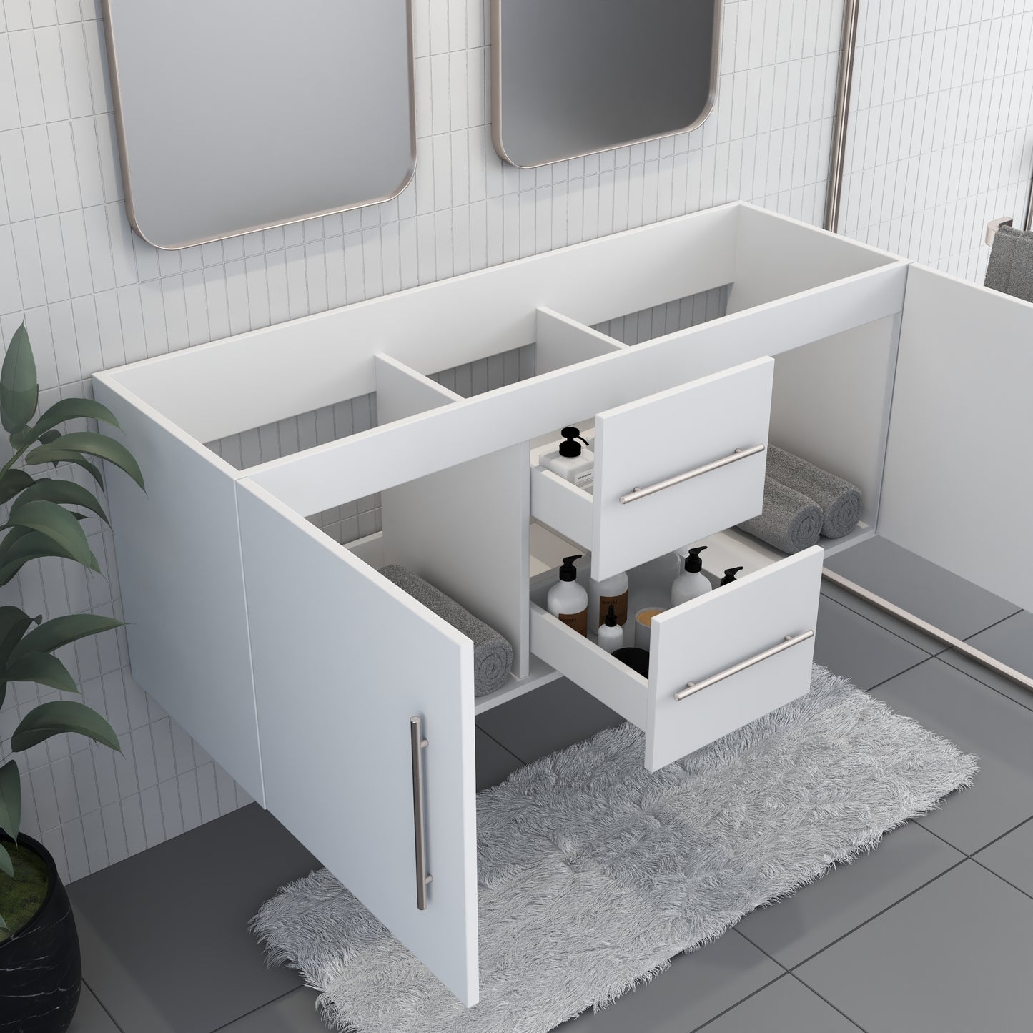 Napa 60" Double Sink Bathroom Vanity Cabinet Only