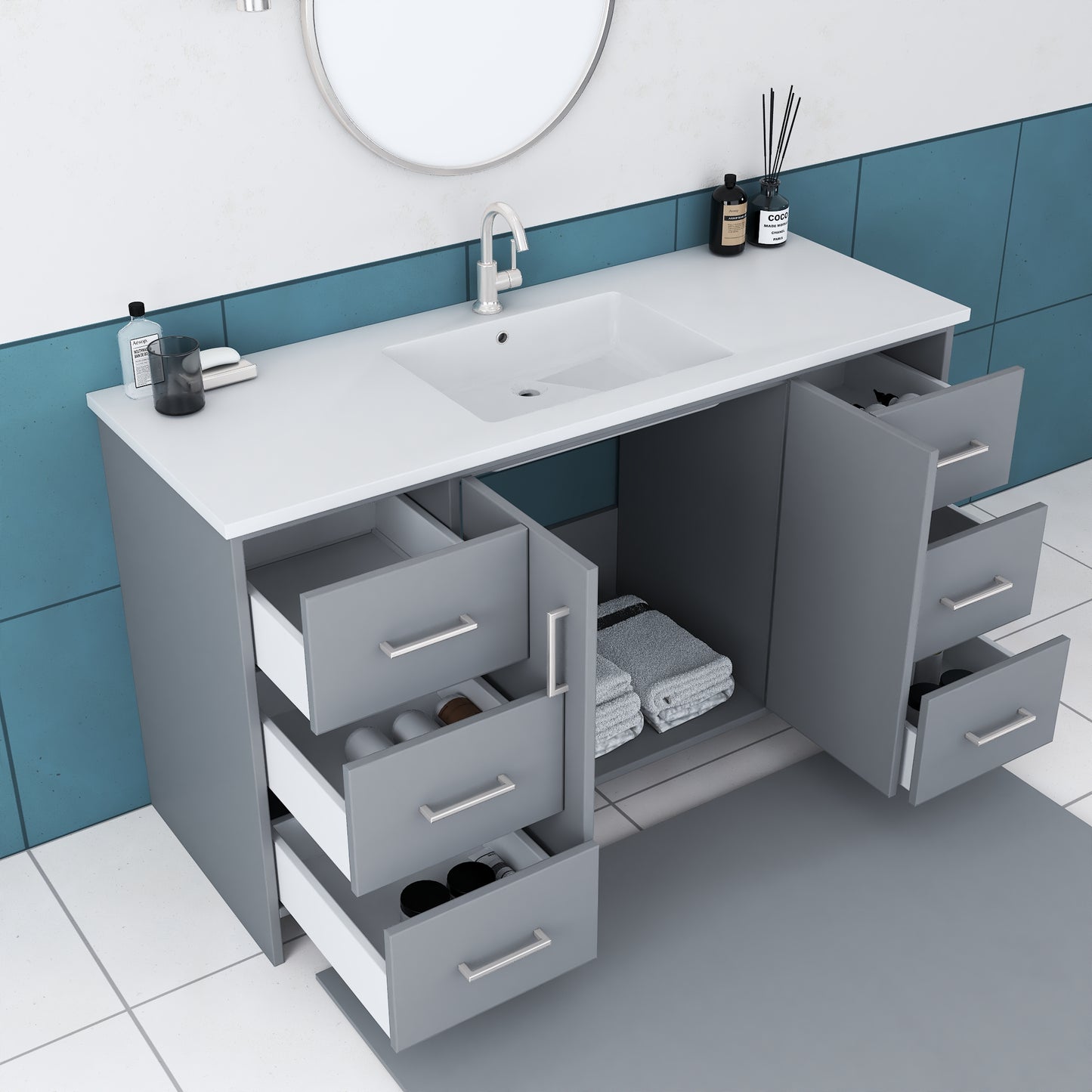 Norway 60" Single Sink Bathroom Vanity with Counter top