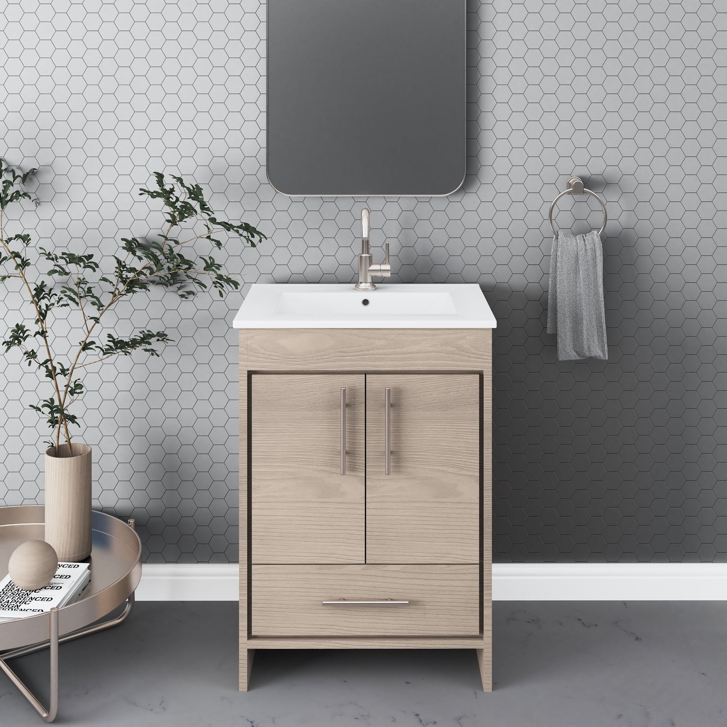 Pacific 24" Bathroom Vanity with Ceramic integrated counter top