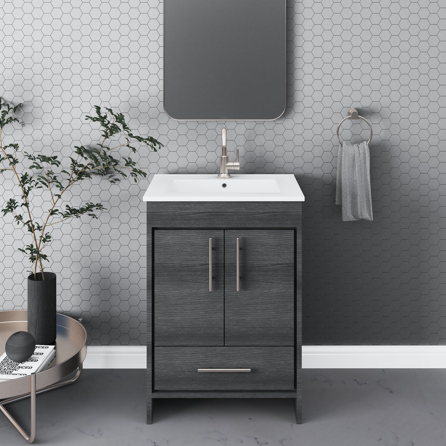 Pacific 24" Bathroom Vanity with Ceramic integrated counter top