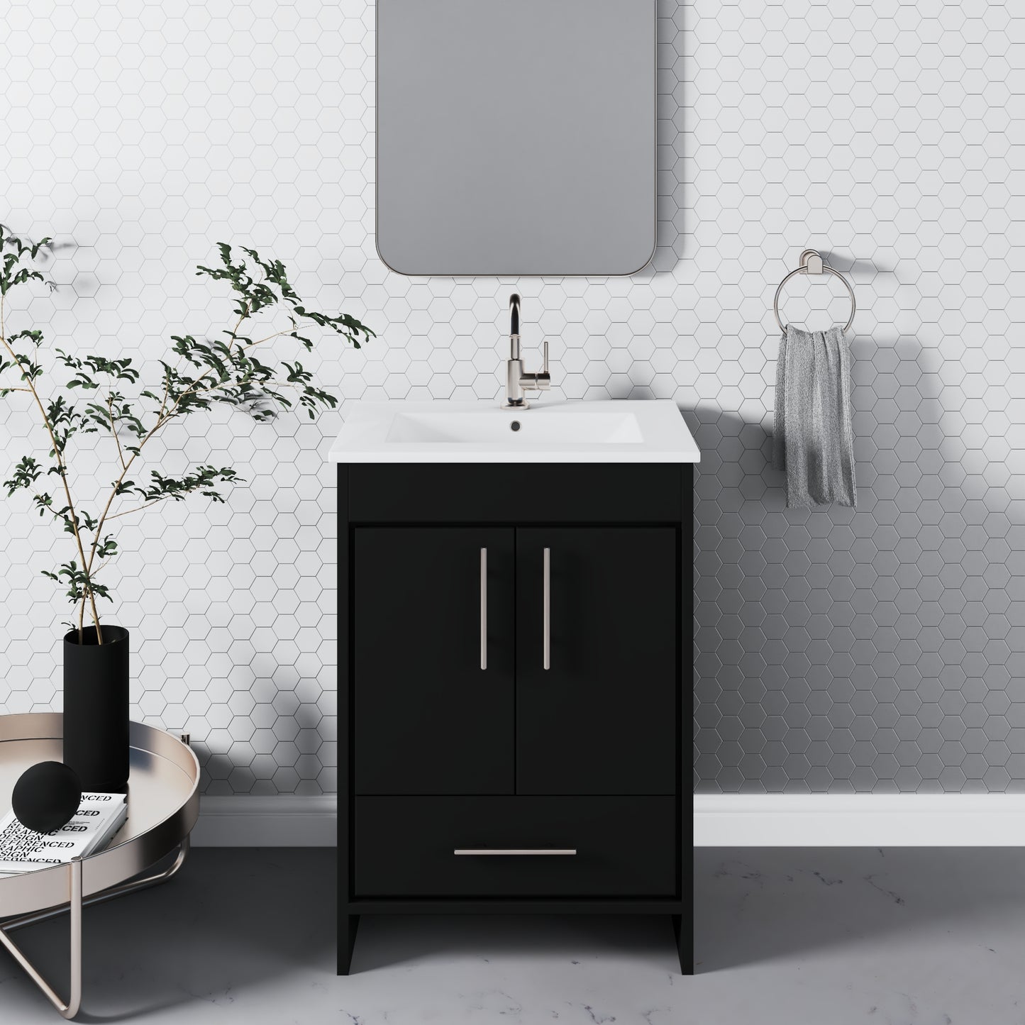 Pacific 24" Bathroom Vanity with Ceramic integrated counter top