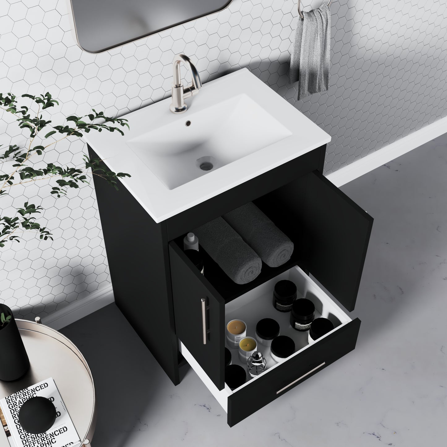 Pacific 24" Bathroom Vanity with Ceramic integrated counter top