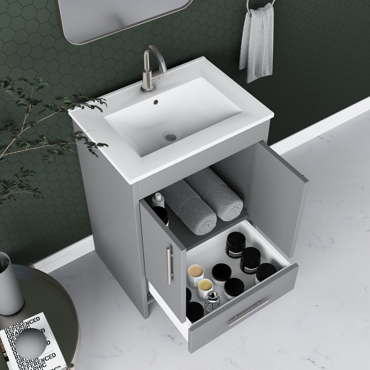 Pacific 24" Bathroom Vanity with Ceramic integrated counter top