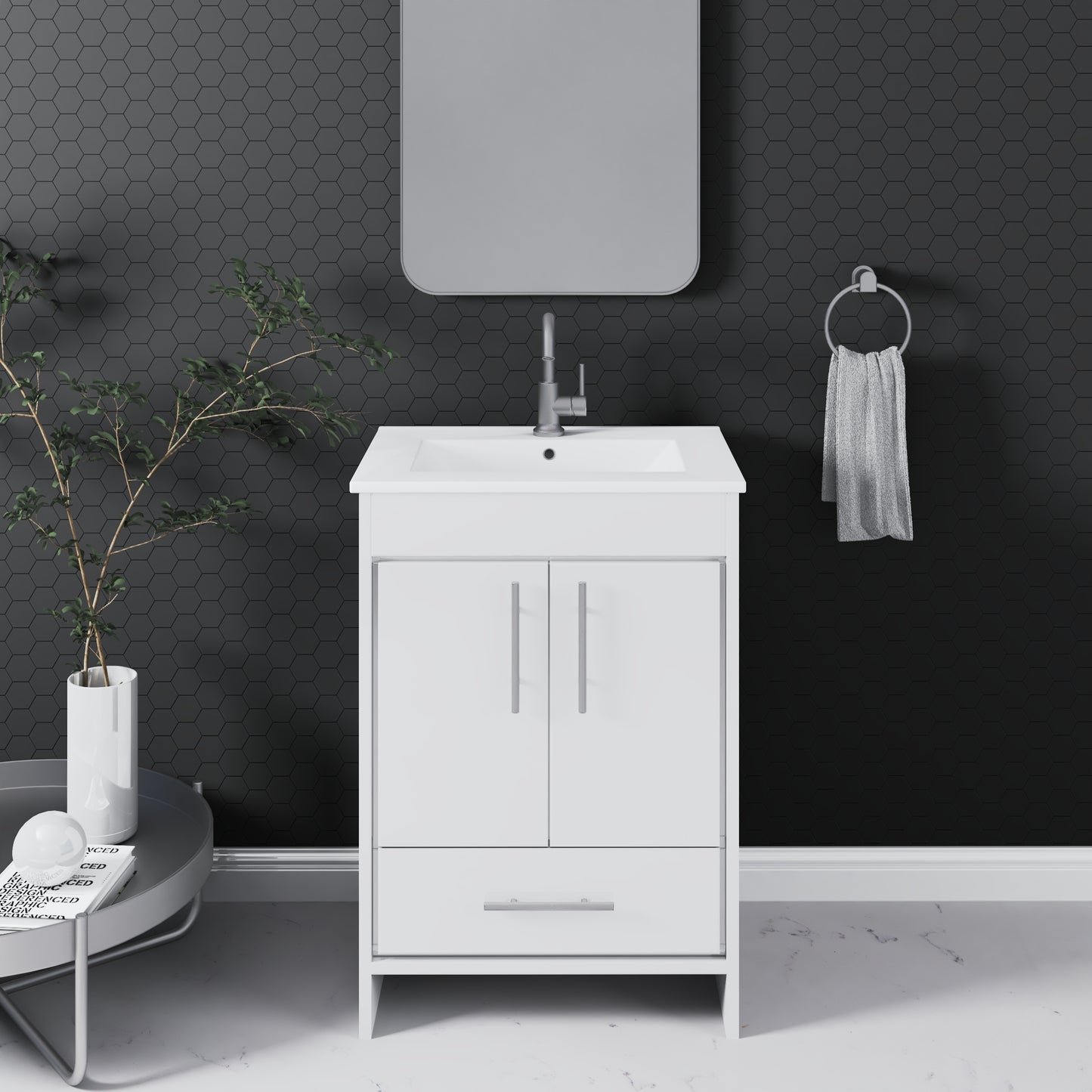 Pacific 24" Bathroom Vanity with Ceramic integrated counter top