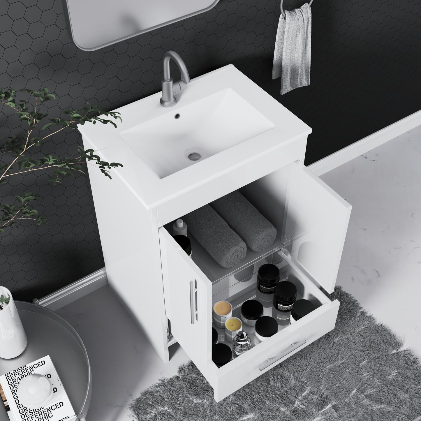 Pacific 24" Bathroom Vanity with Ceramic integrated counter top