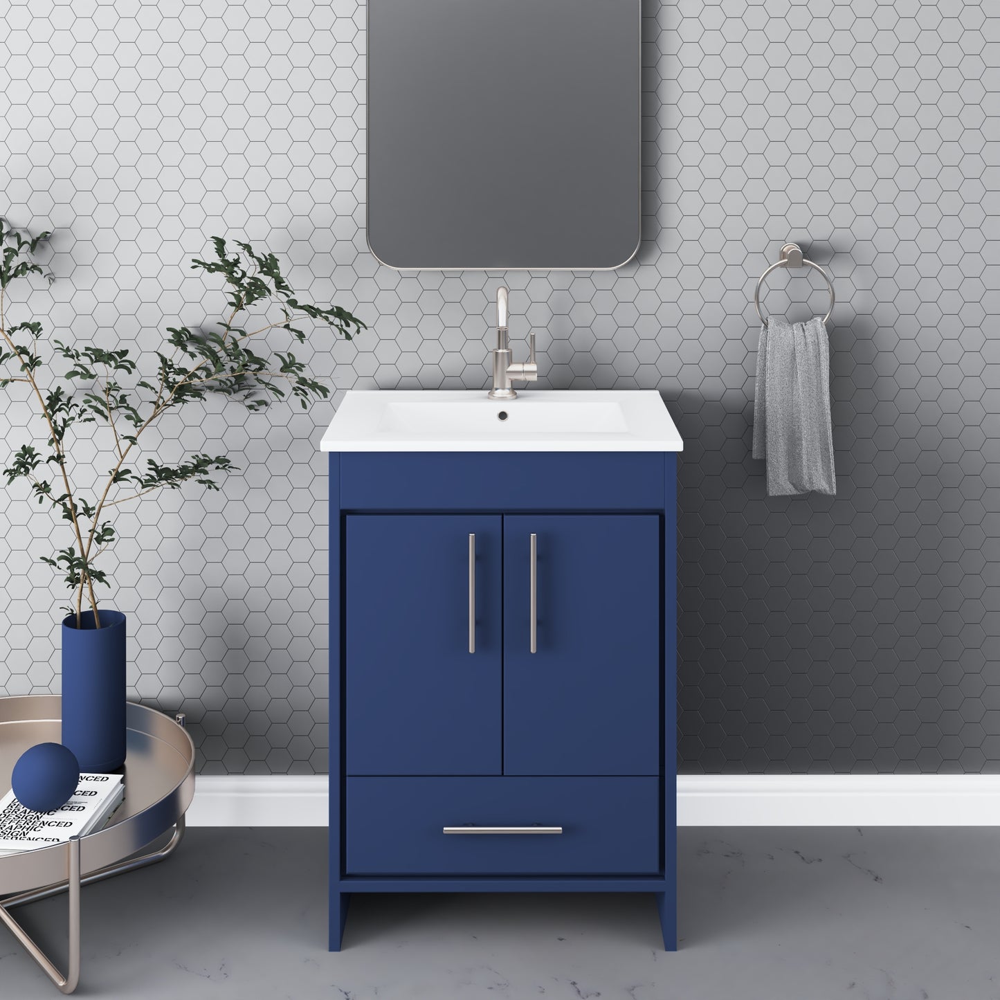Pacific 24" Bathroom Vanity with Ceramic integrated counter top
