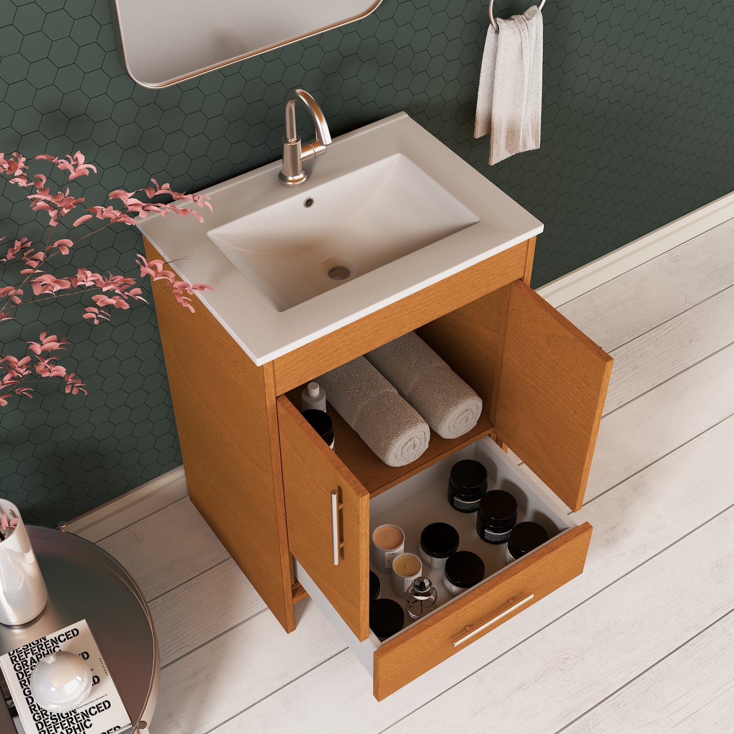 Pacific 24" Bathroom Vanity with Ceramic integrated counter top