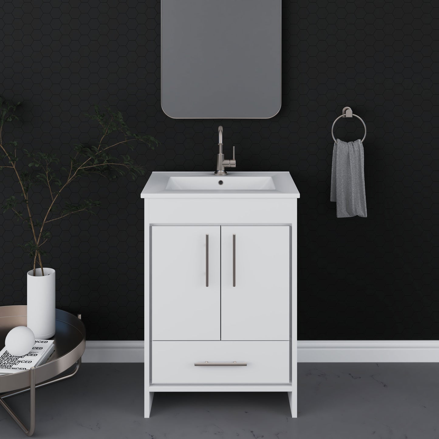 Pacific 24" Bathroom Vanity with Ceramic integrated counter top