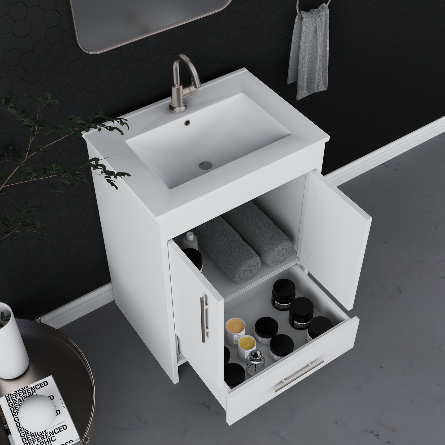 Pacific 24" Bathroom Vanity with Ceramic integrated counter top