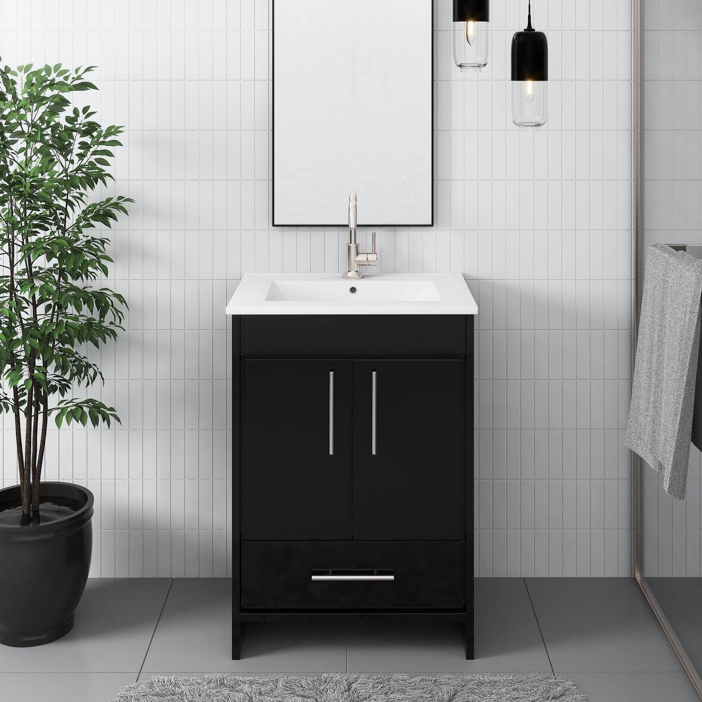 Pacific 24" Bathroom Vanity with Ceramic integrated counter top