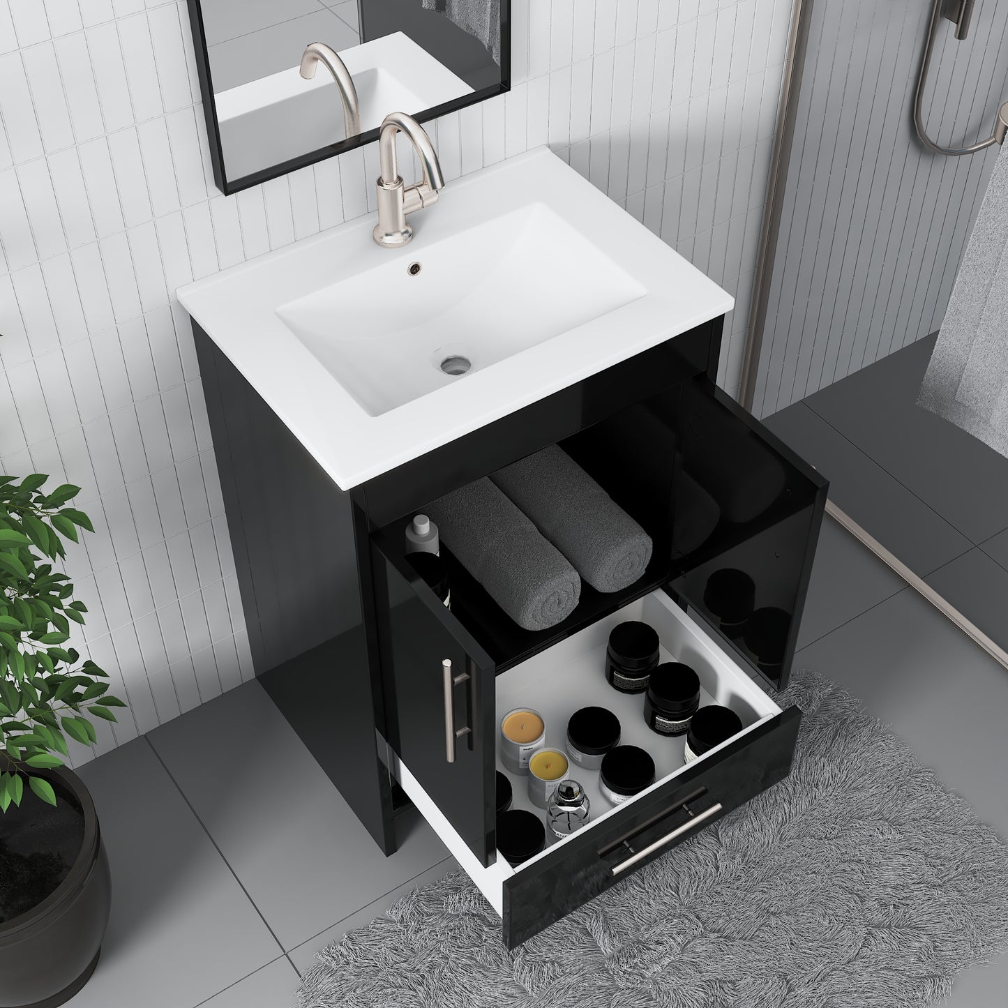 Pacific 24" Bathroom Vanity with Ceramic integrated counter top