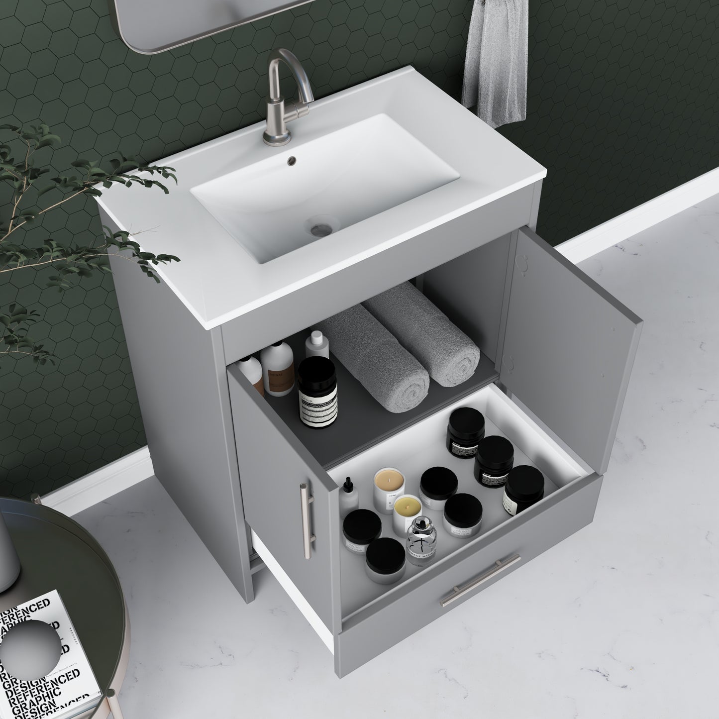Pacific 32" Bathroom Vanity with Ceramic integrated counter top