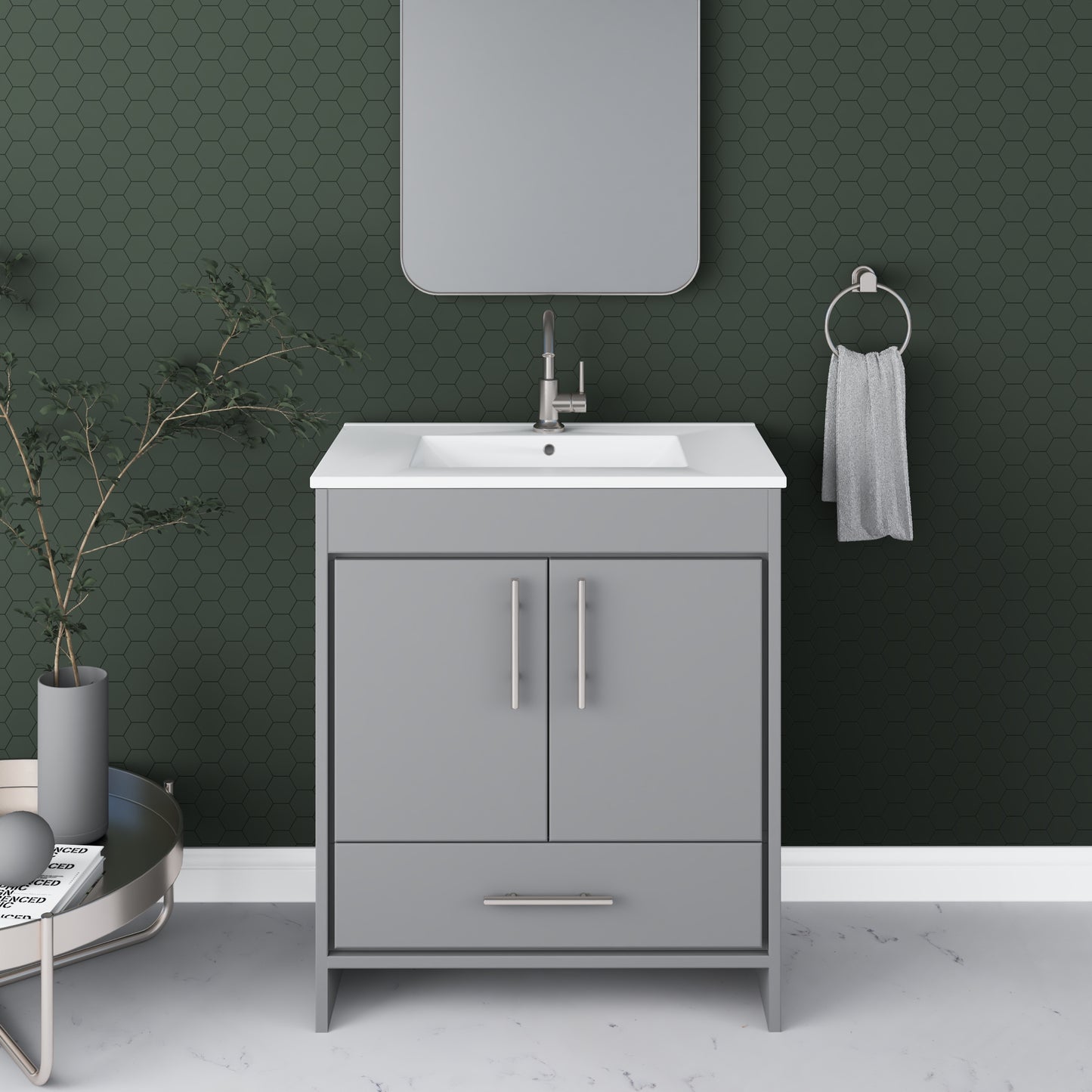 Pacific 32" Bathroom Vanity with Ceramic integrated counter top
