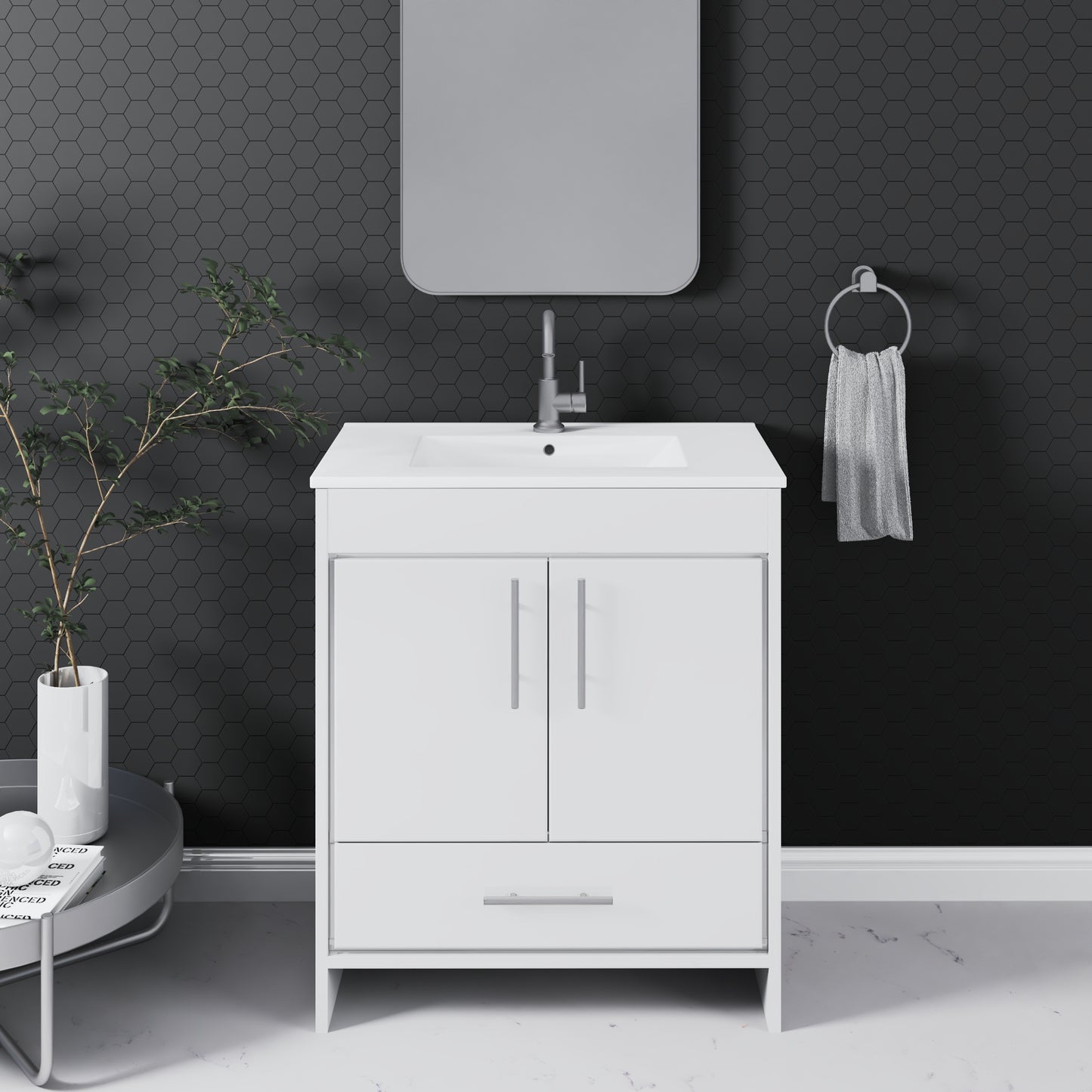 Pacific 32" Bathroom Vanity with Ceramic integrated counter top