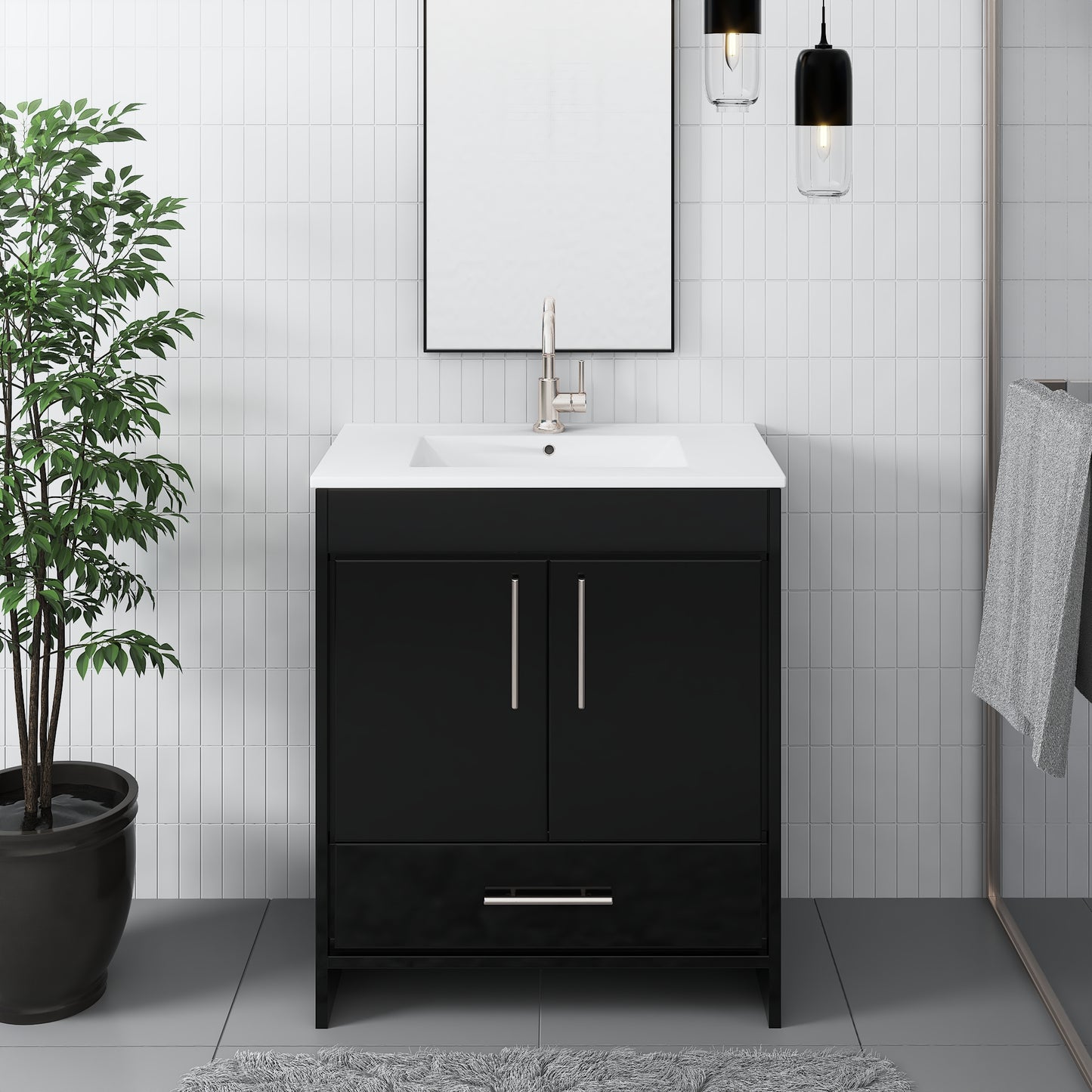 Pacific 32" Bathroom Vanity with Ceramic integrated counter top