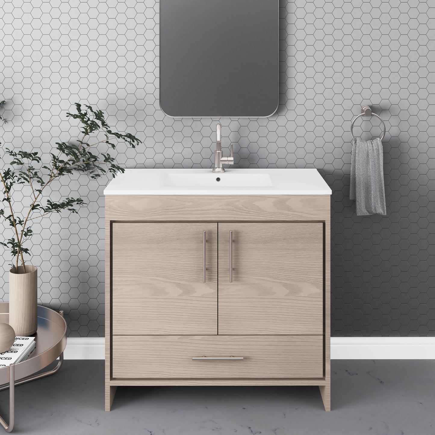 Pacific 40" Bathroom Vanity with Ceramic integrated counter top