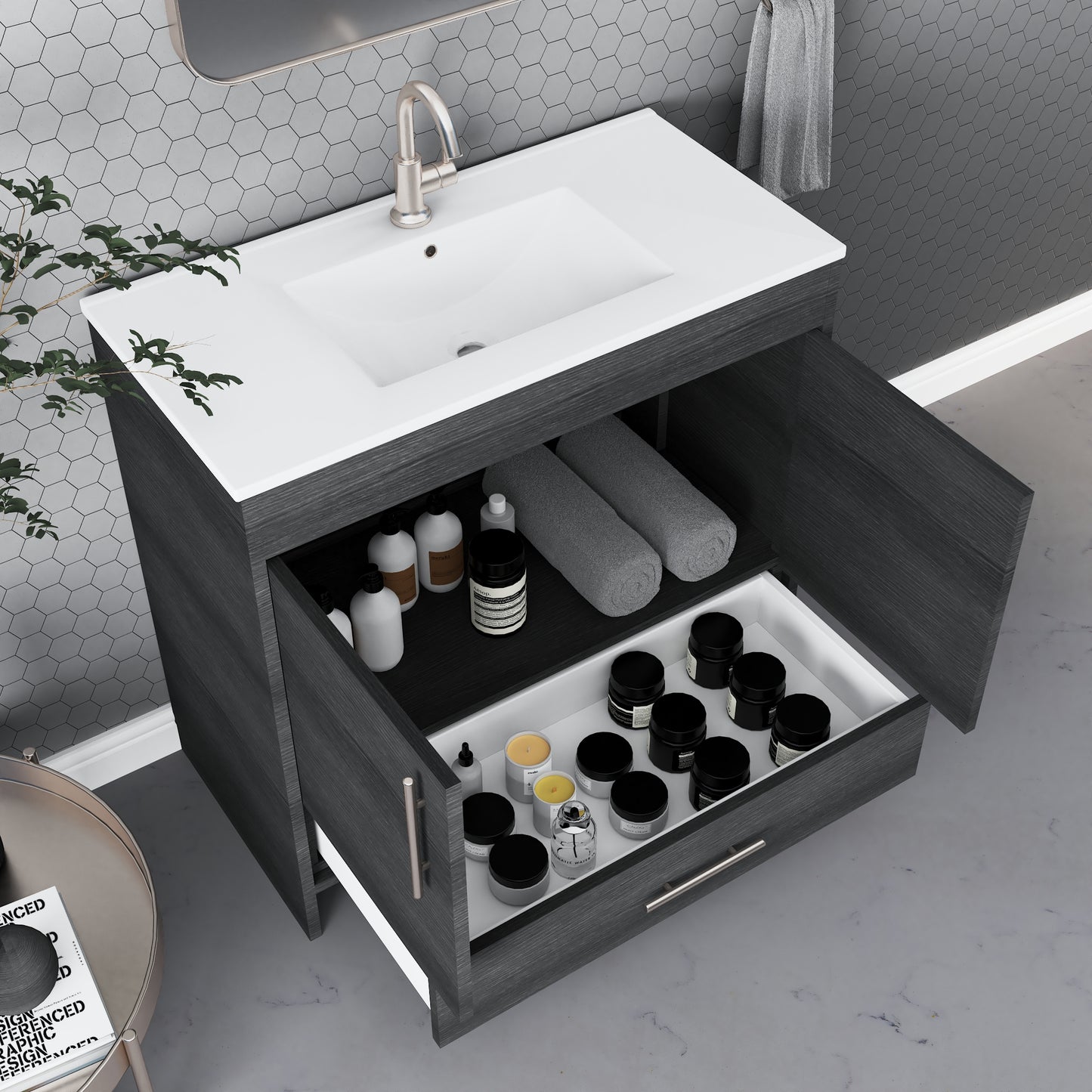 Pacific 40" Bathroom Vanity with Ceramic integrated counter top