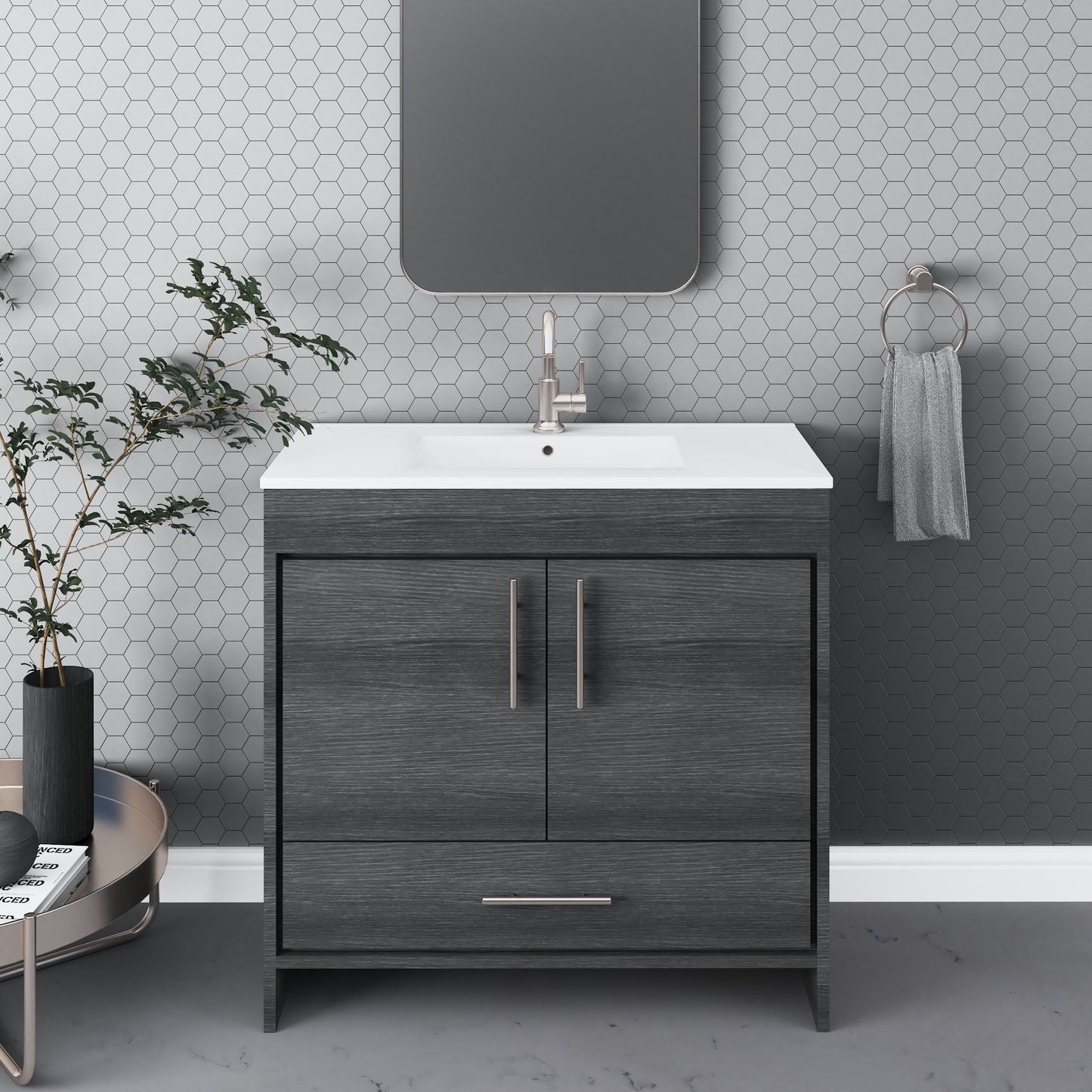 Pacific 40" Bathroom Vanity with Ceramic integrated counter top