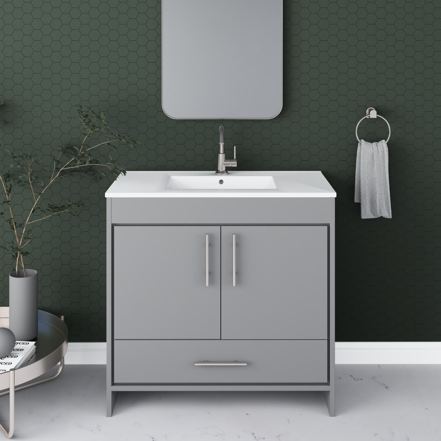 Pacific 36" Bathroom Vanity with Ceramic integrated counter top