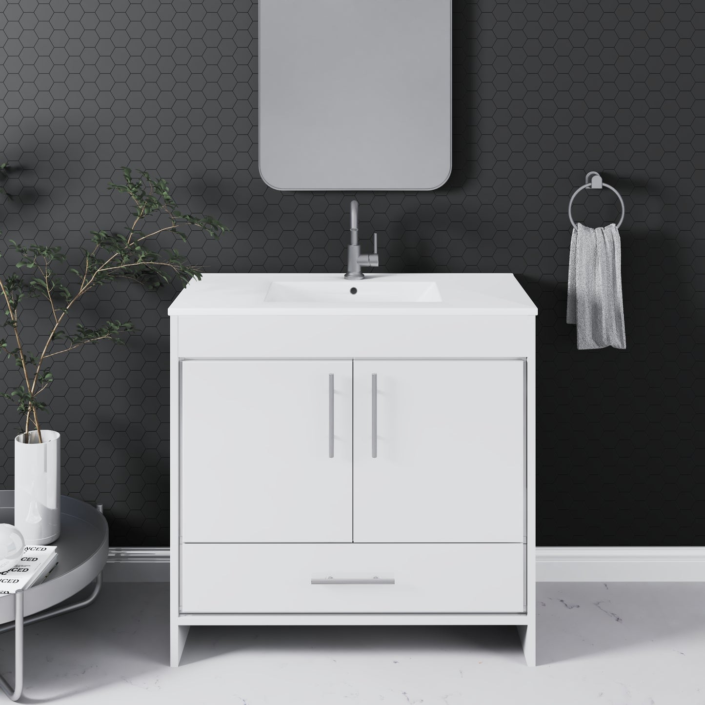Pacific 36" Bathroom Vanity with Ceramic integrated counter top