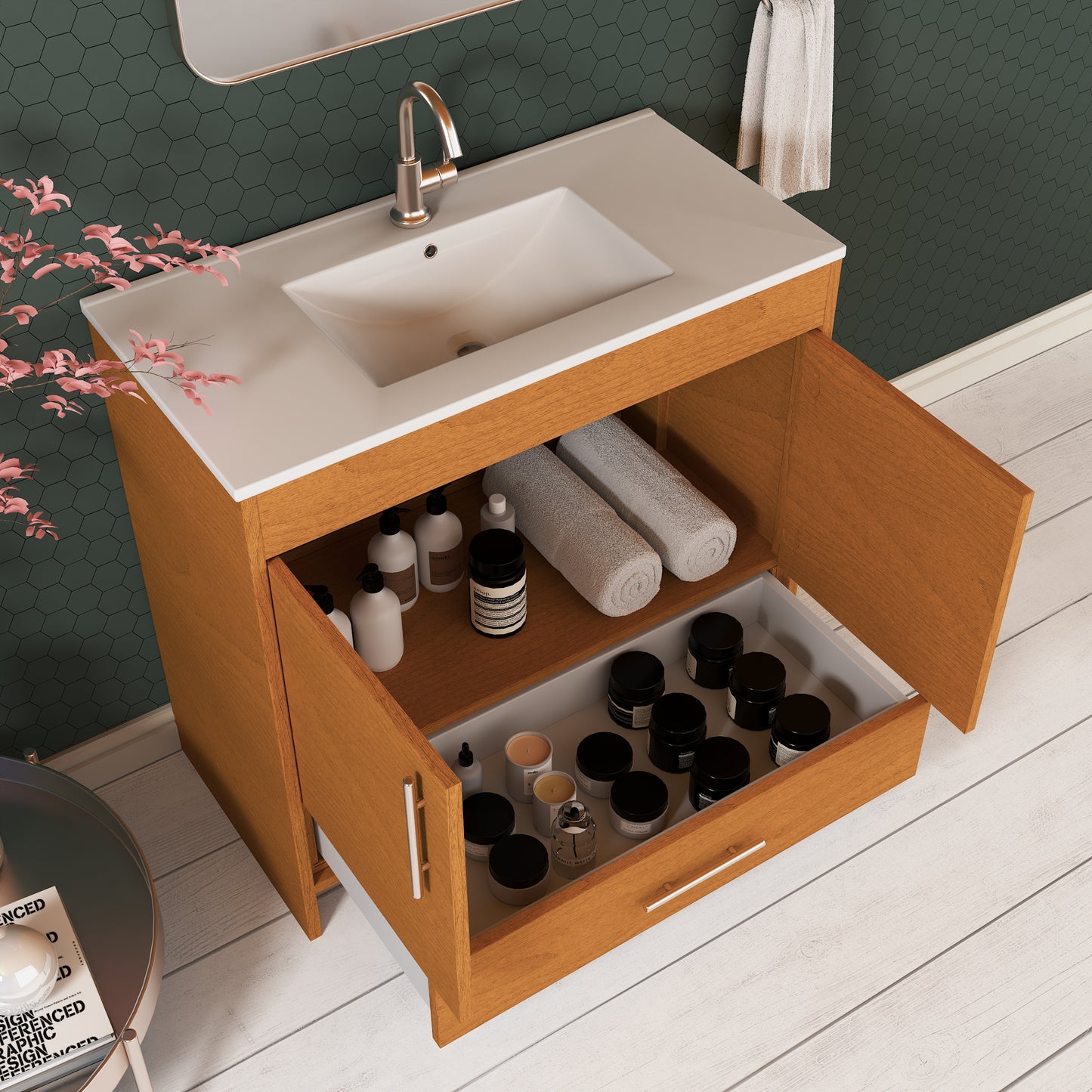 Pacific 36" Bathroom Vanity with Ceramic integrated counter top