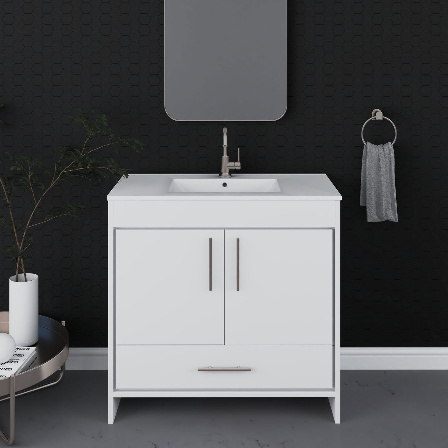 Pacific 36" Bathroom Vanity with Ceramic integrated counter top