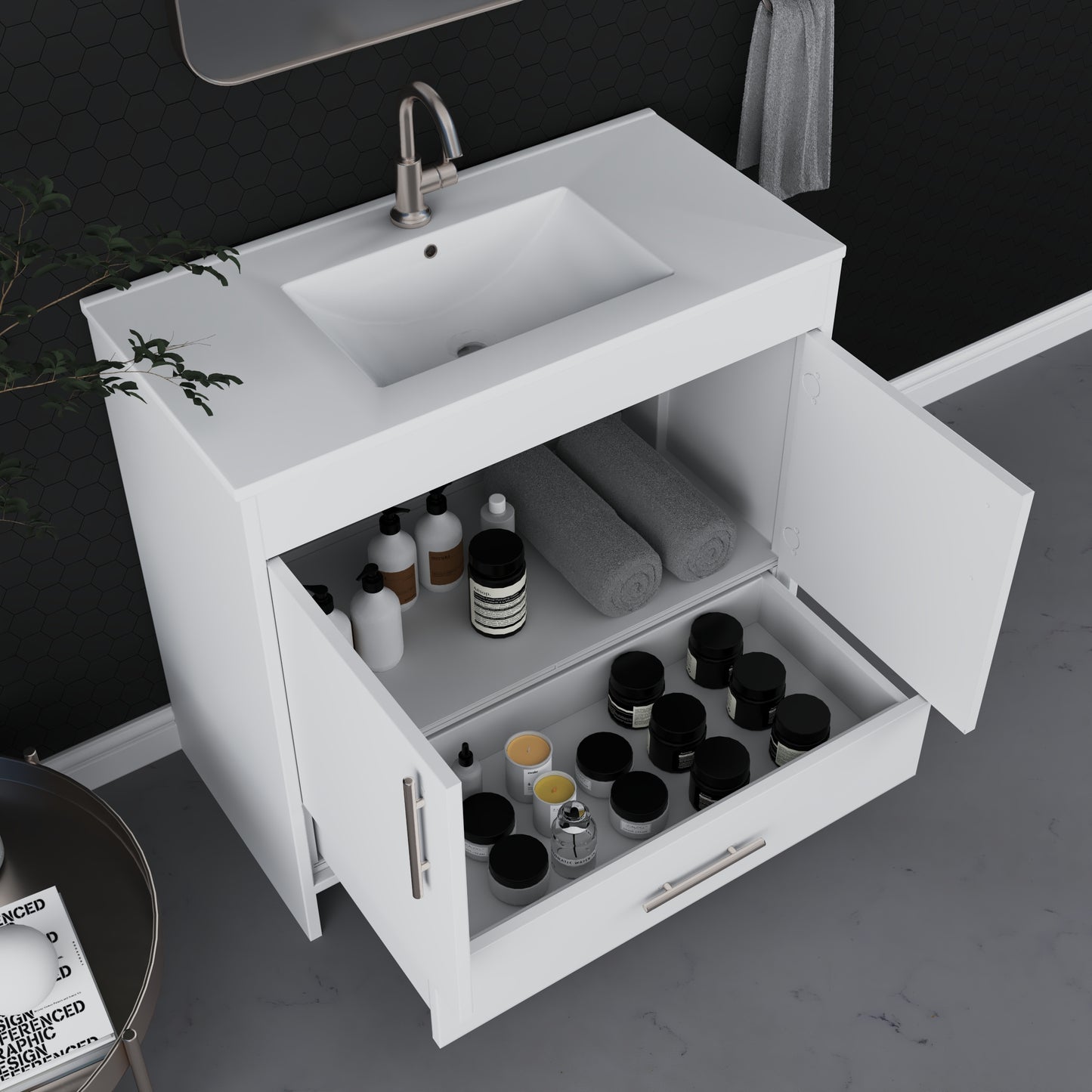 Pacific 36" Bathroom Vanity with Ceramic integrated counter top