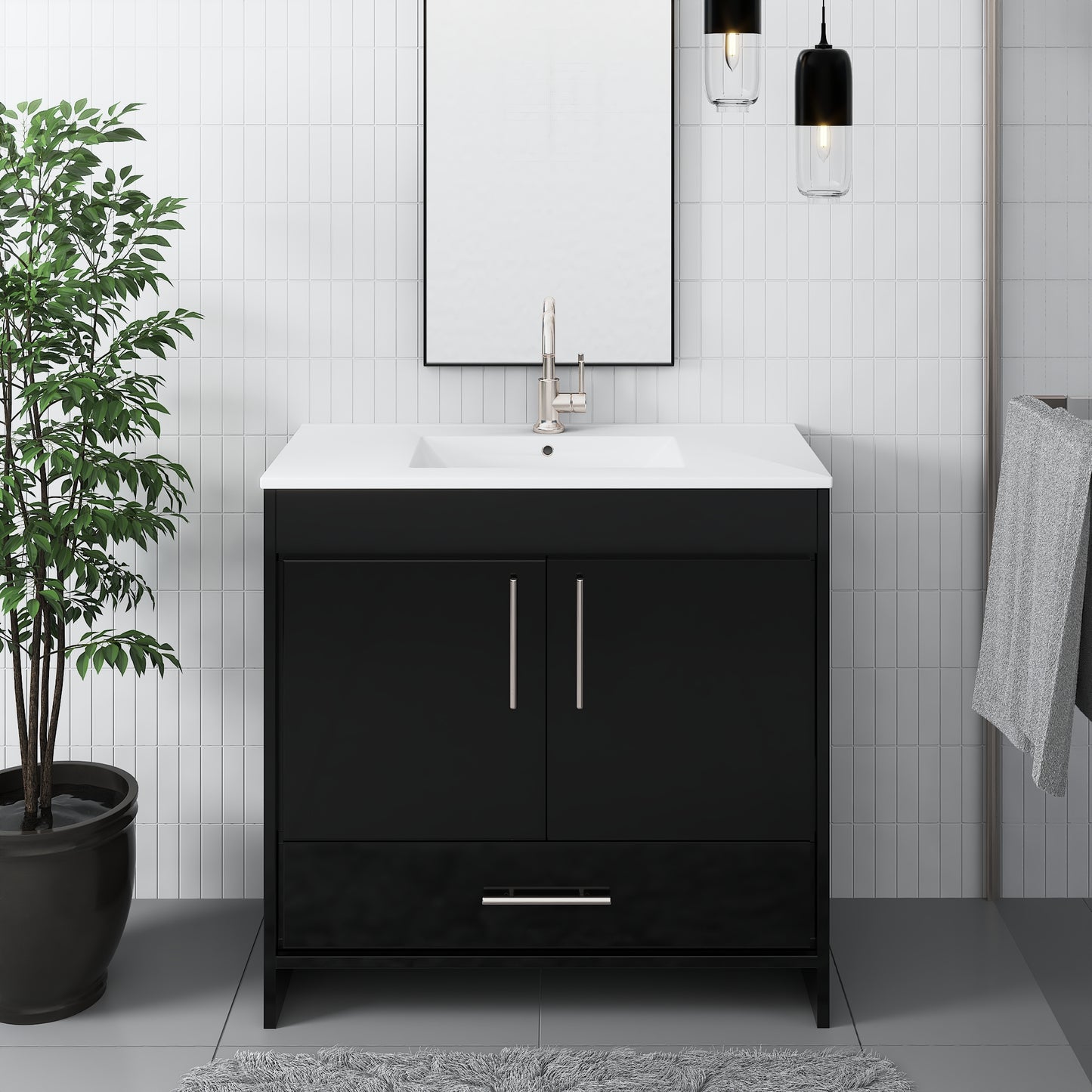 Pacific 36" Bathroom Vanity with Ceramic integrated counter top