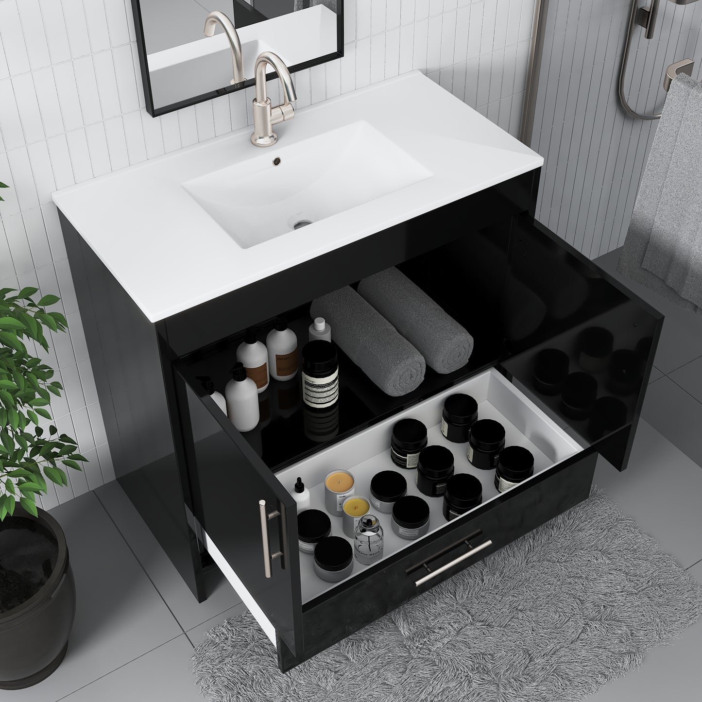 Pacific 36" Bathroom Vanity with Ceramic integrated counter top