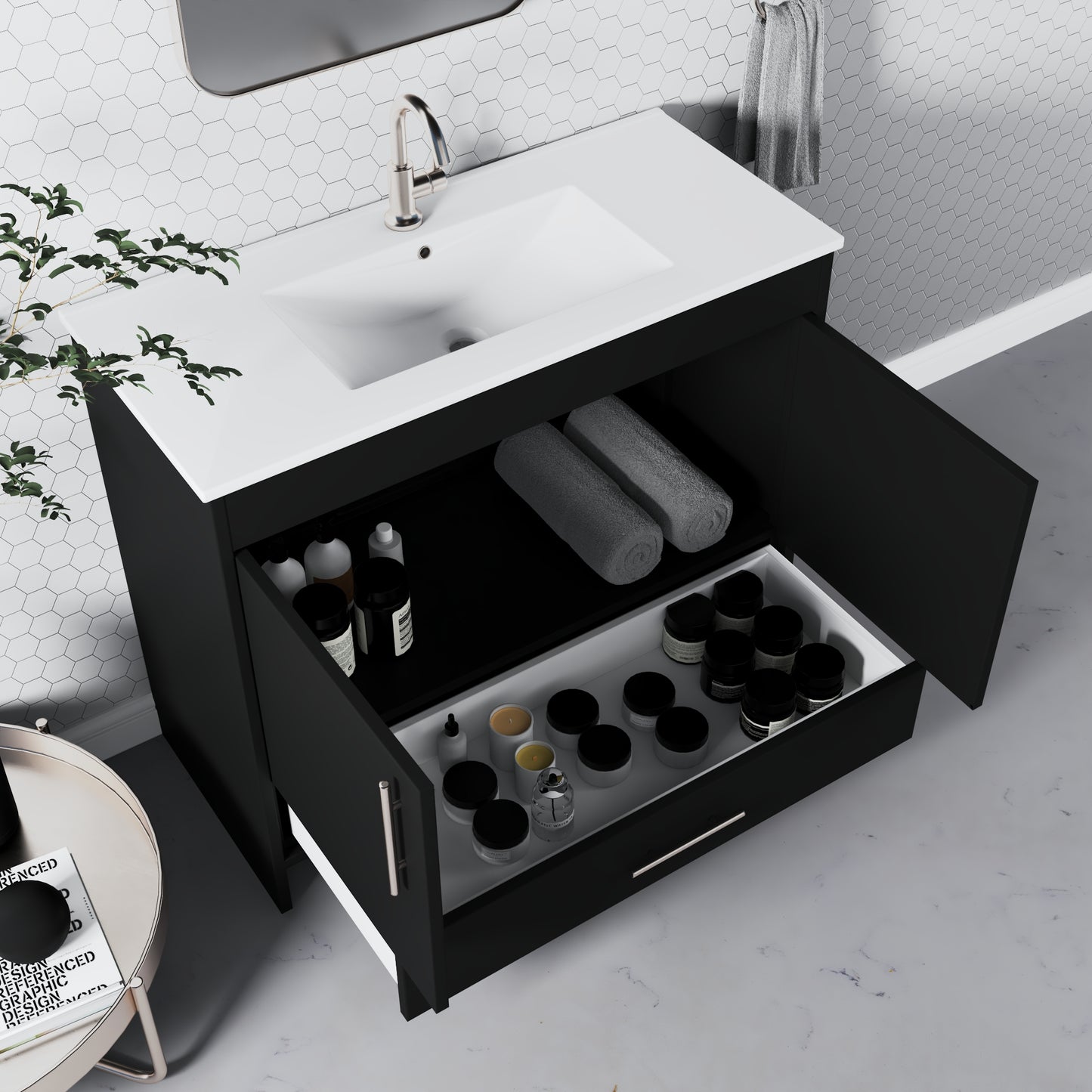 Pacific 40" Bathroom Vanity with Ceramic integrated counter top