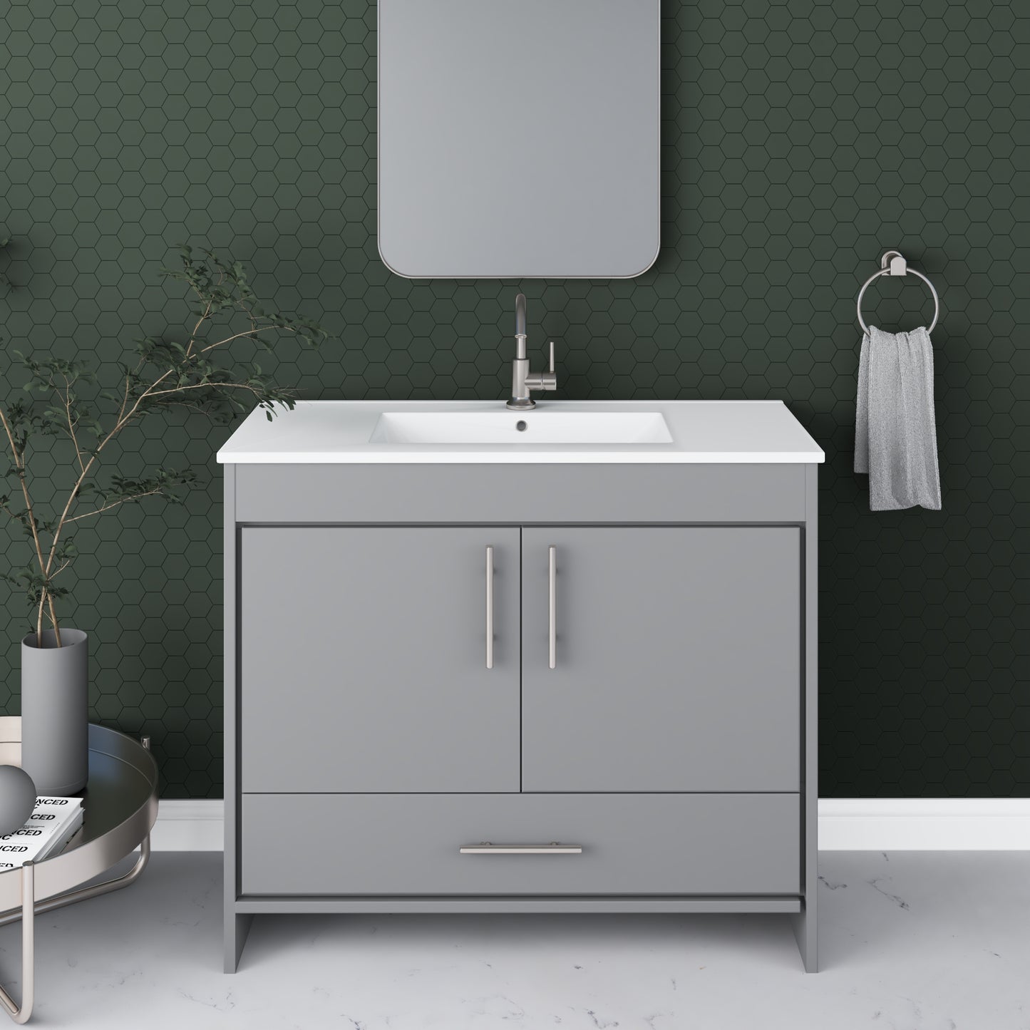 Pacific 40" Bathroom Vanity with Ceramic integrated counter top