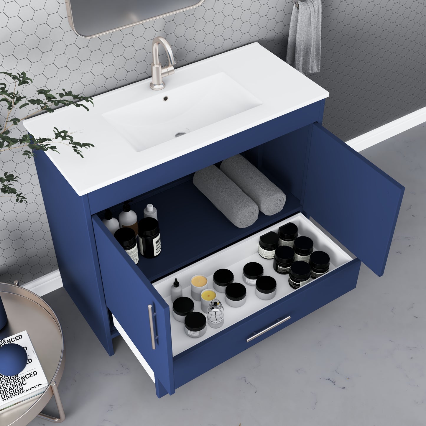 Pacific 40" Bathroom Vanity with Ceramic integrated counter top