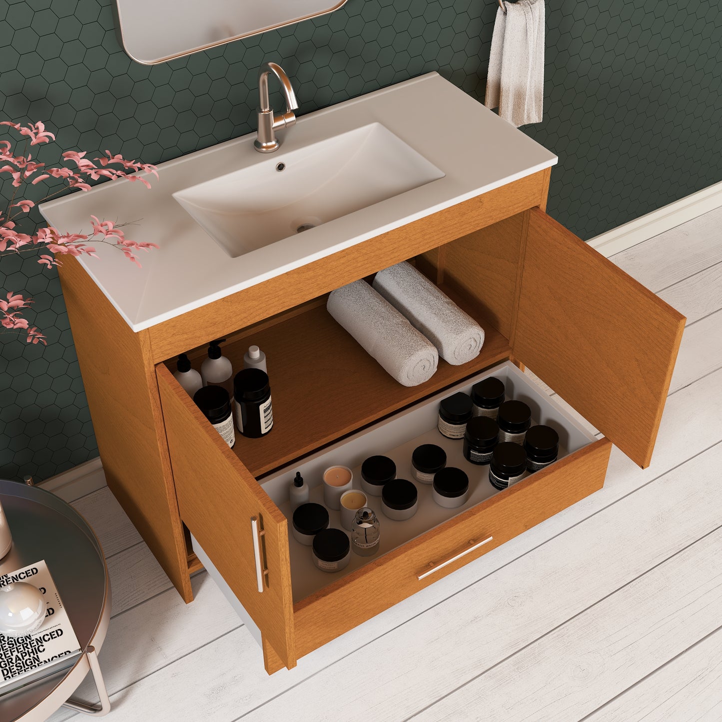 Pacific 40" Bathroom Vanity with Ceramic integrated counter top