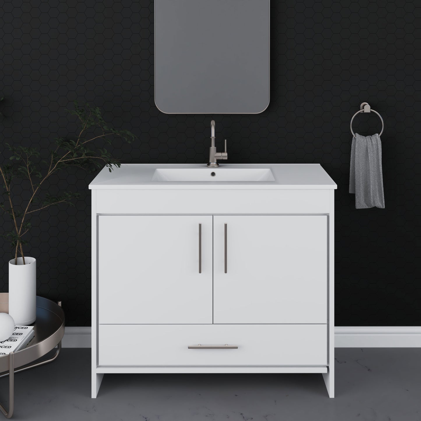 Pacific 40" Bathroom Vanity with Ceramic integrated counter top