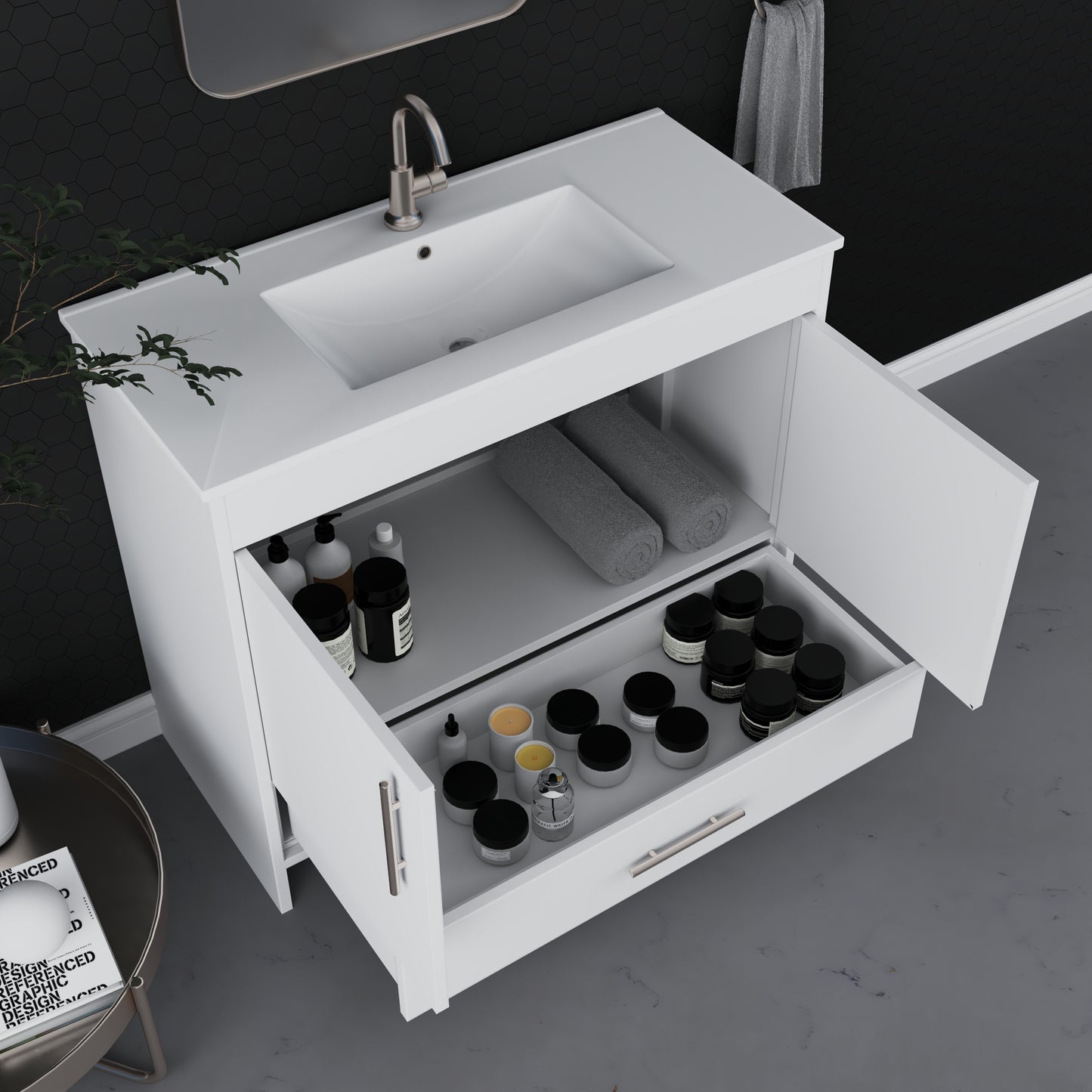 Pacific 40" Bathroom Vanity with Ceramic integrated counter top