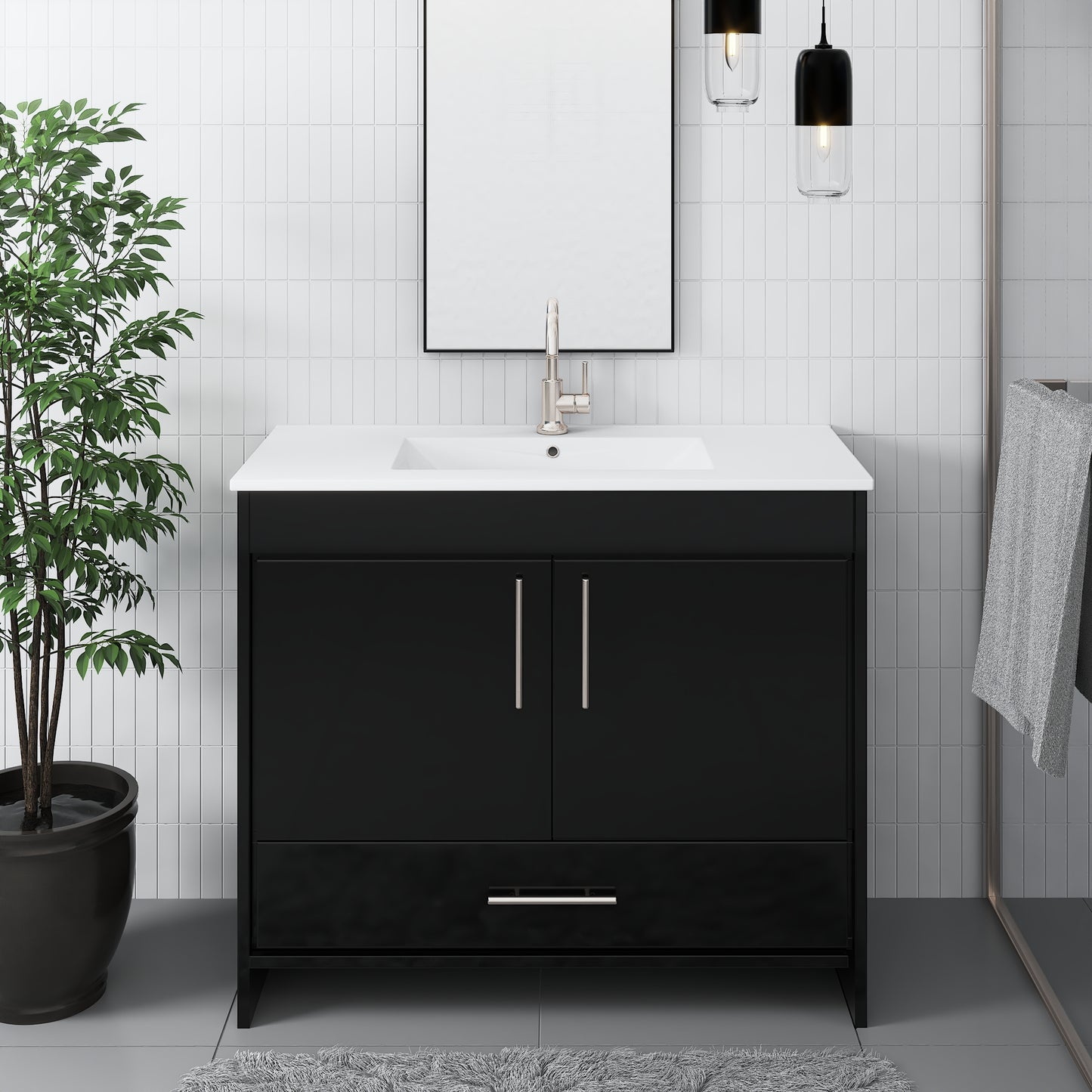 Pacific 40" Bathroom Vanity with Ceramic integrated counter top