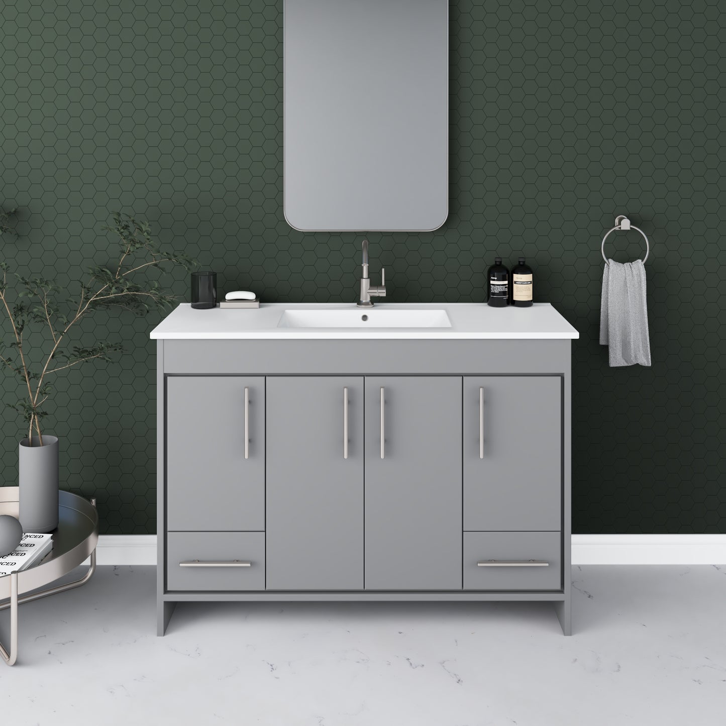 Pacific 48" Bathroom Vanity with Ceramic integrated counter top
