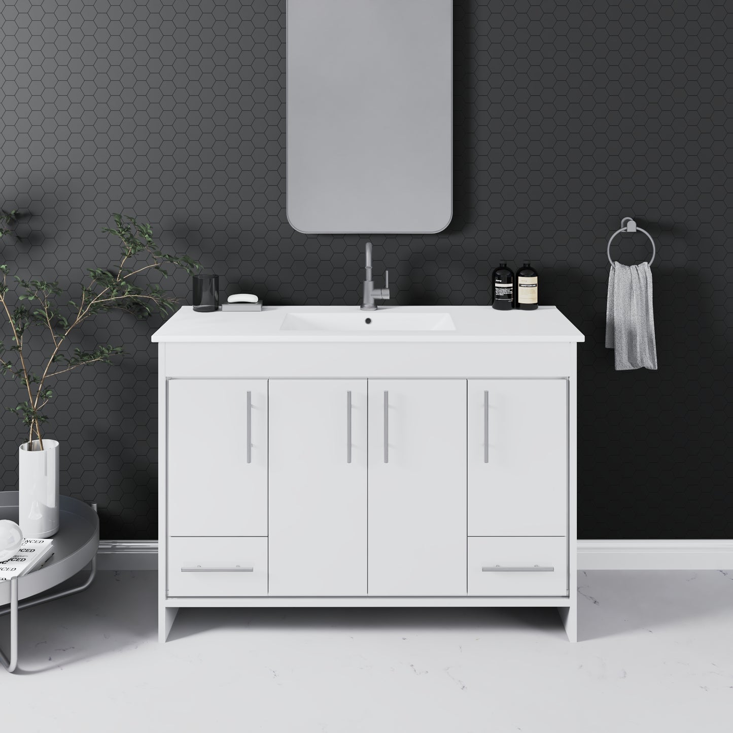 Pacific 48" Bathroom Vanity with Ceramic integrated counter top