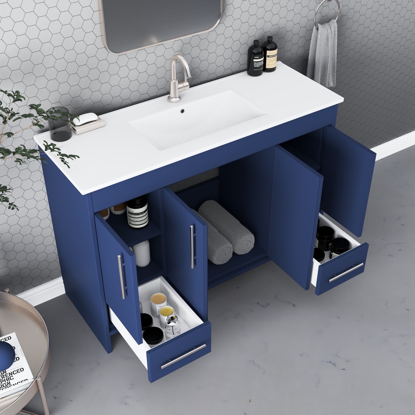 Pacific 48" Bathroom Vanity with Ceramic integrated counter top