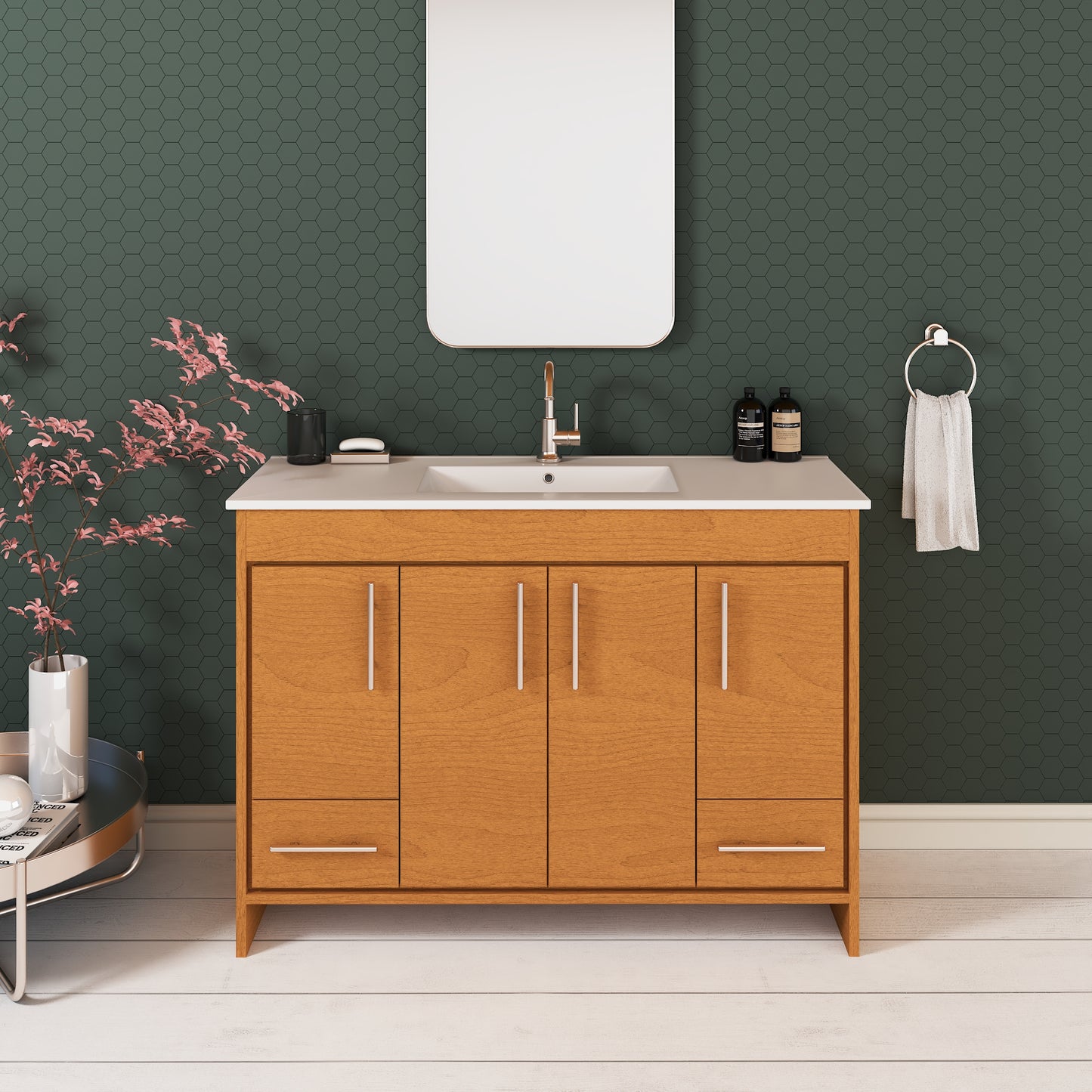 Pacific 48" Bathroom Vanity with Ceramic integrated counter top