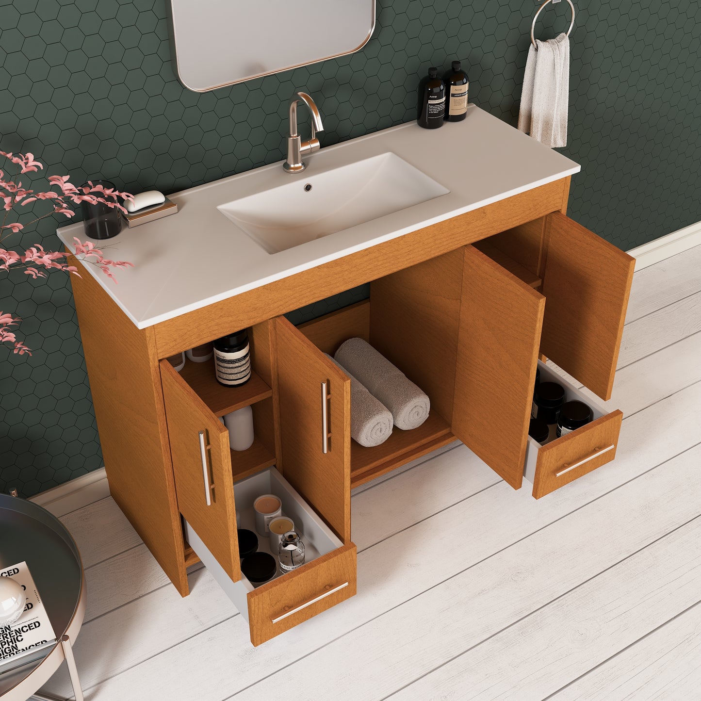Pacific 48" Bathroom Vanity with Ceramic integrated counter top