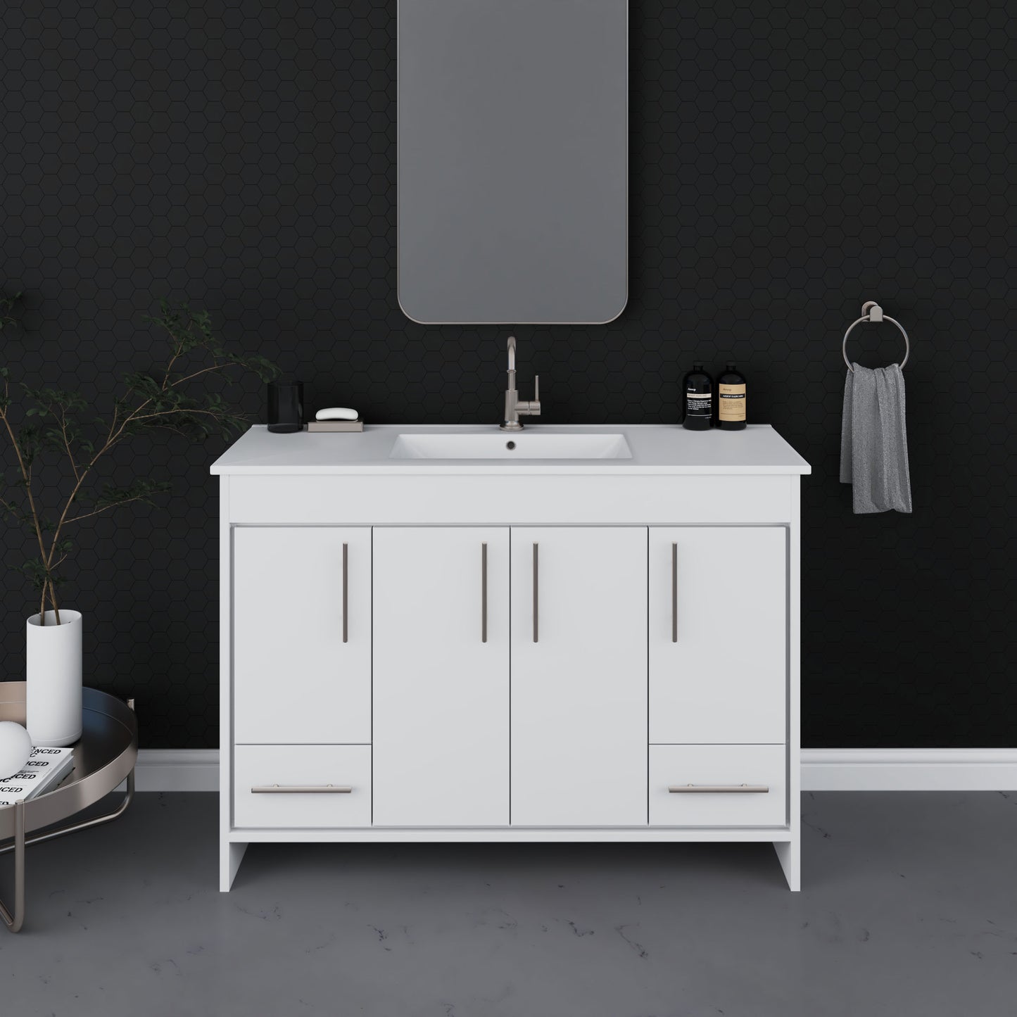 Pacific 48" Bathroom Vanity with Ceramic integrated counter top