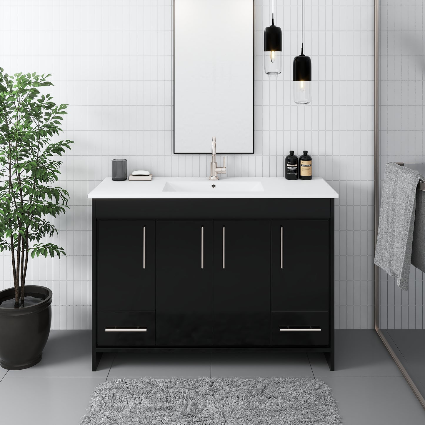 Pacific 48" Bathroom Vanity with Ceramic integrated counter top