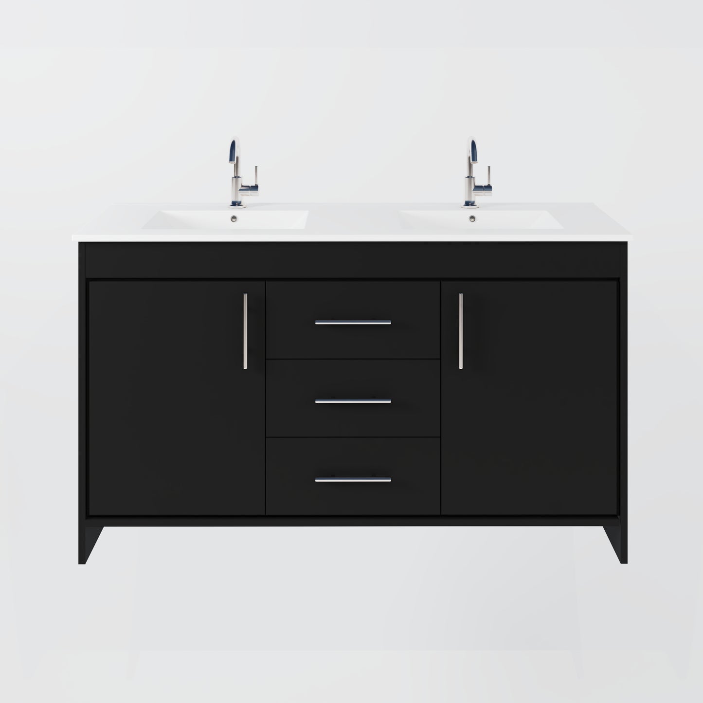 Pacific Double Sink 60" Bathroom Vanity with Ceramic integrated counter top
