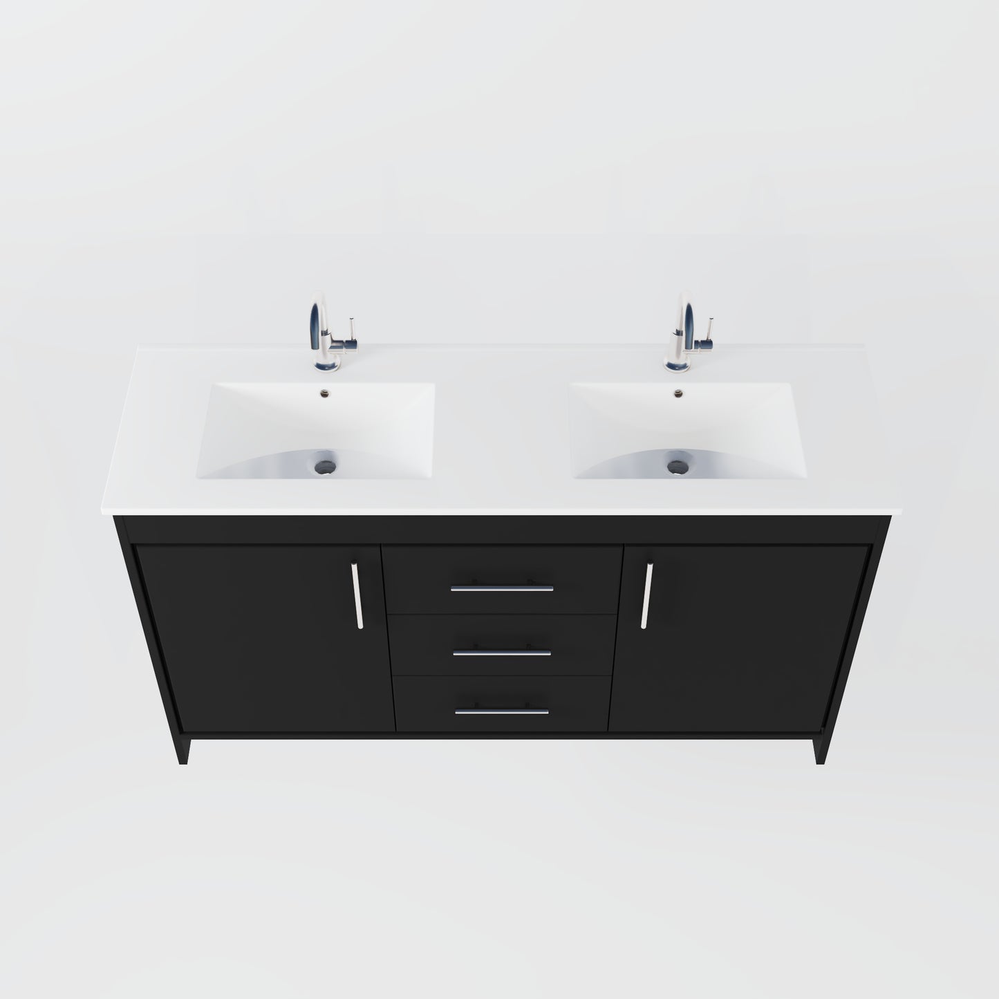 Pacific Double Sink 60" Bathroom Vanity with Ceramic integrated counter top